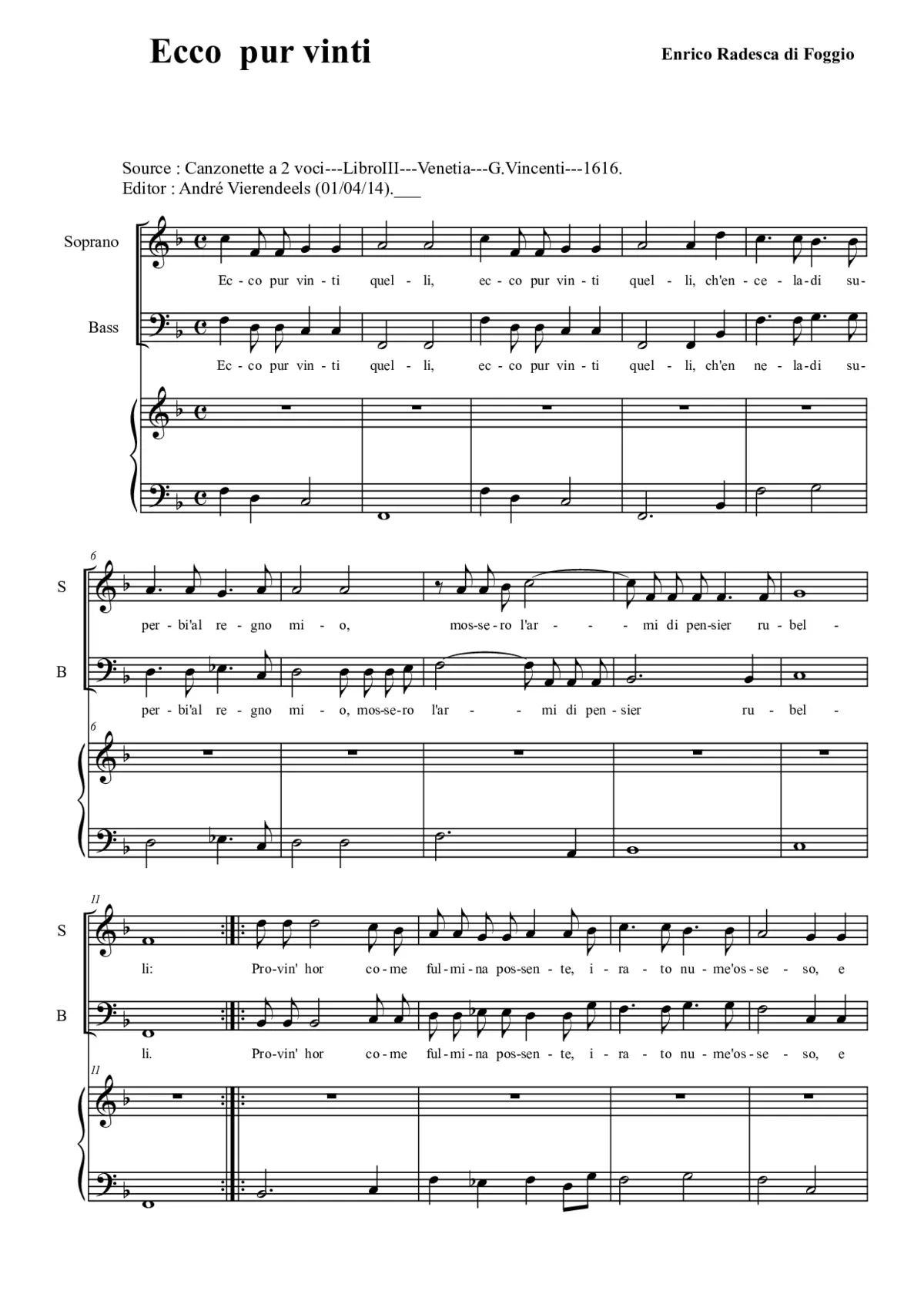 Ecco pur vinti - Page 1