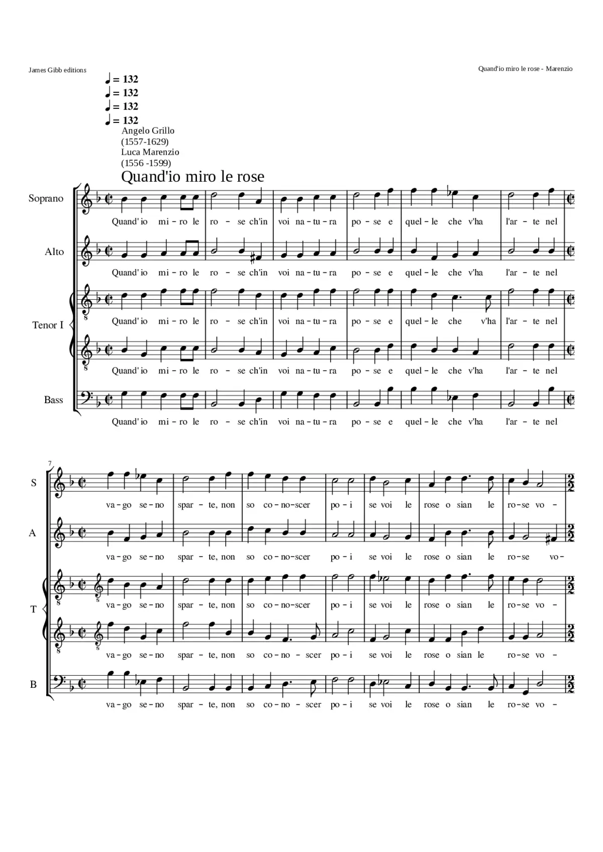 Quand'io miro le rose - Page 1