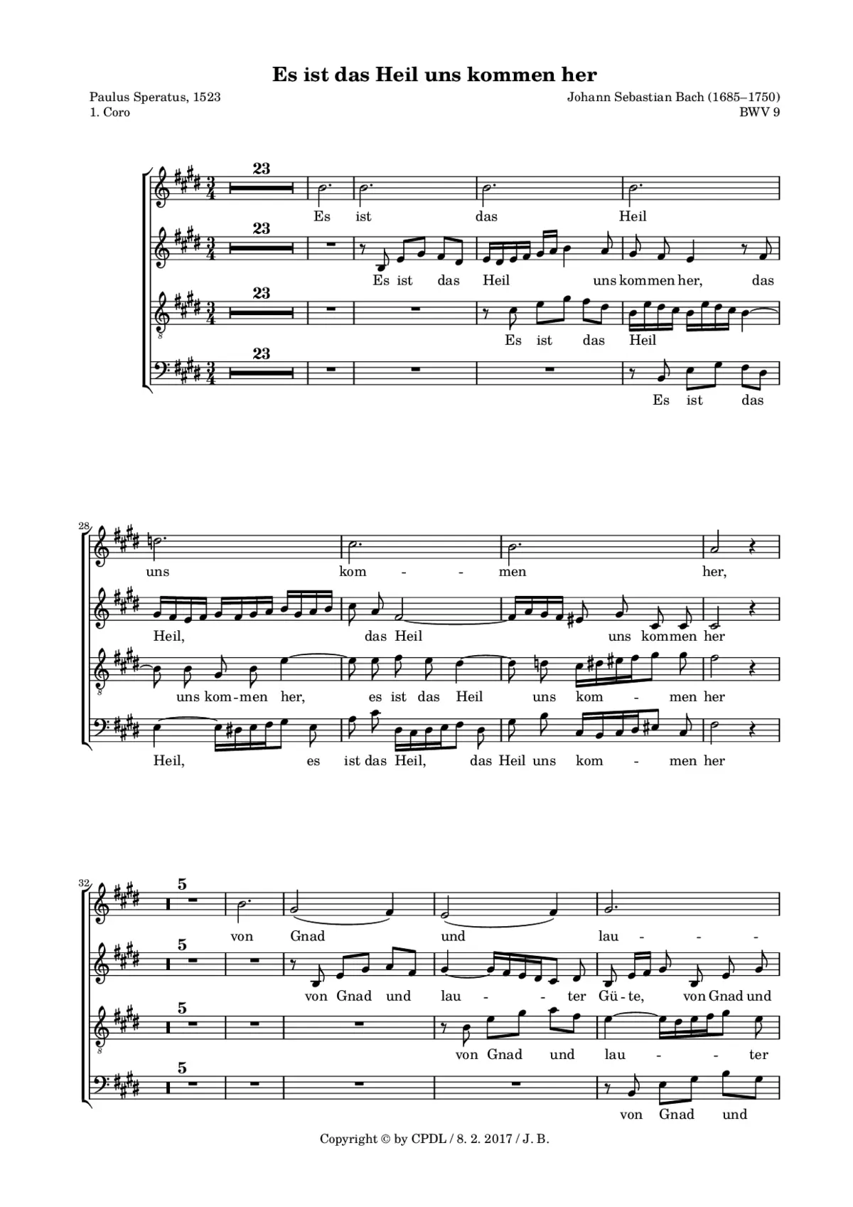 Es ist das Heil uns kommen her, BWV 9 - Page 1