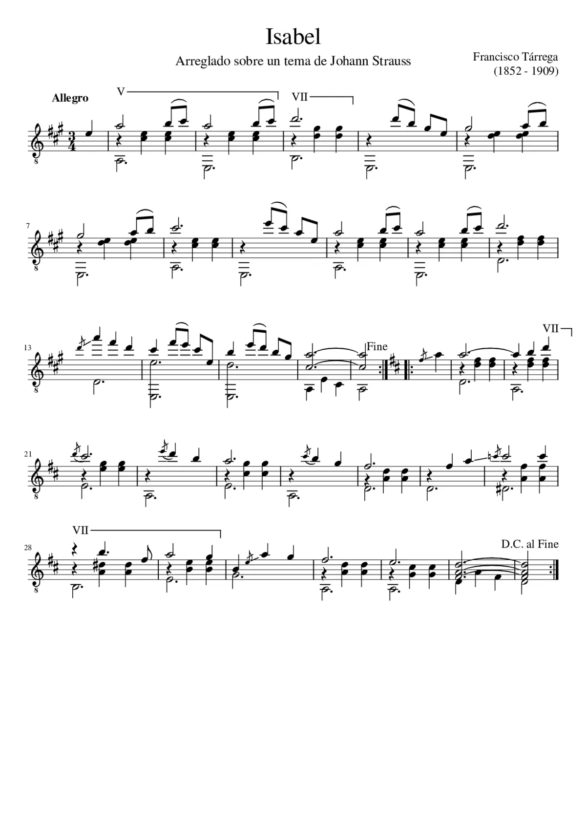 Francisco Tárrega - Isabel - Page 1