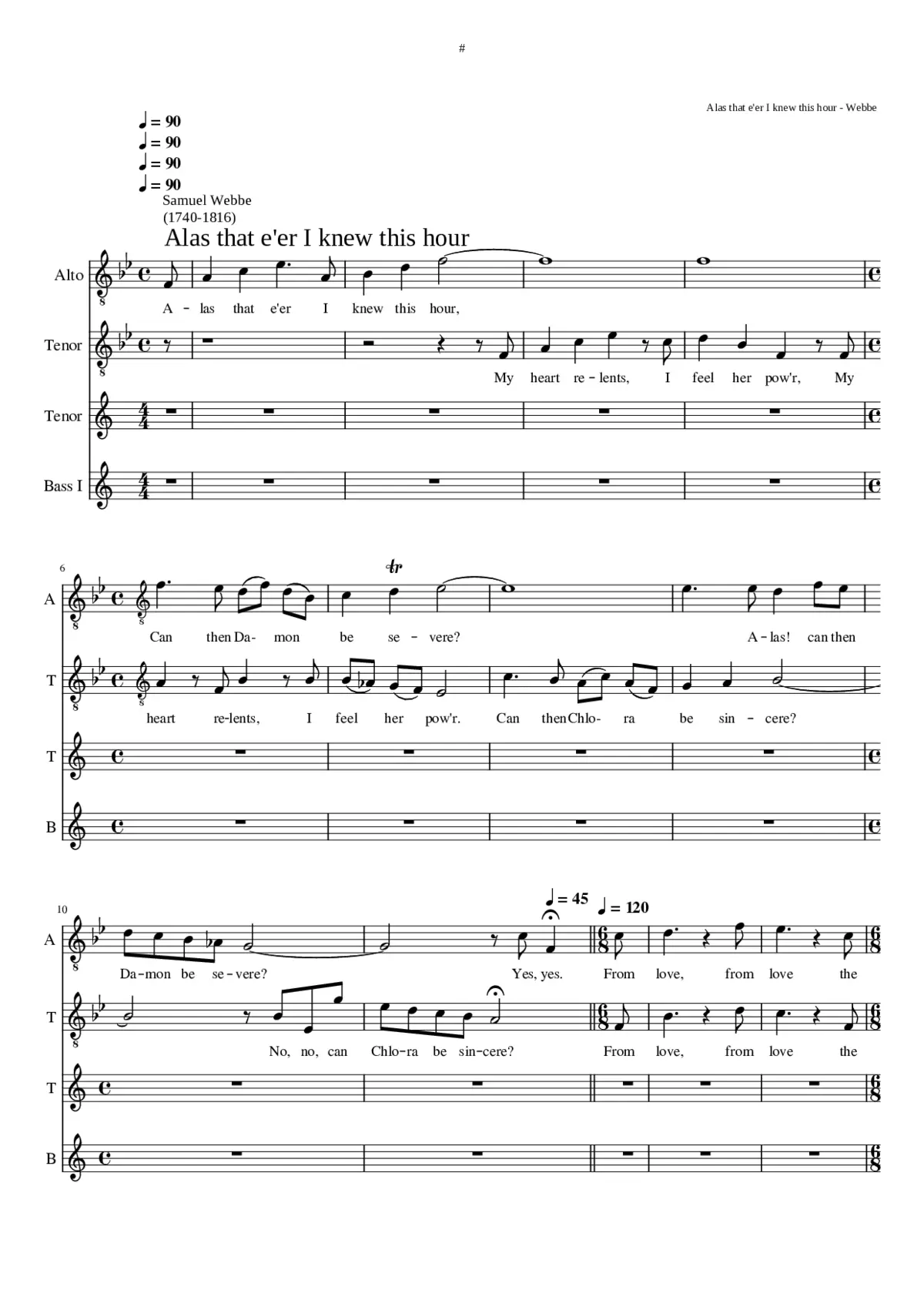 Alas that e'er I knew this hour - Page 1