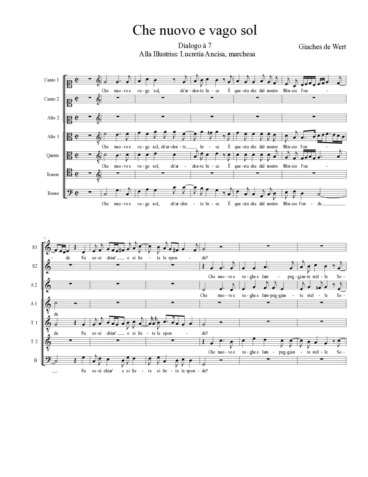 Che nuovo e vago sol - Page 1