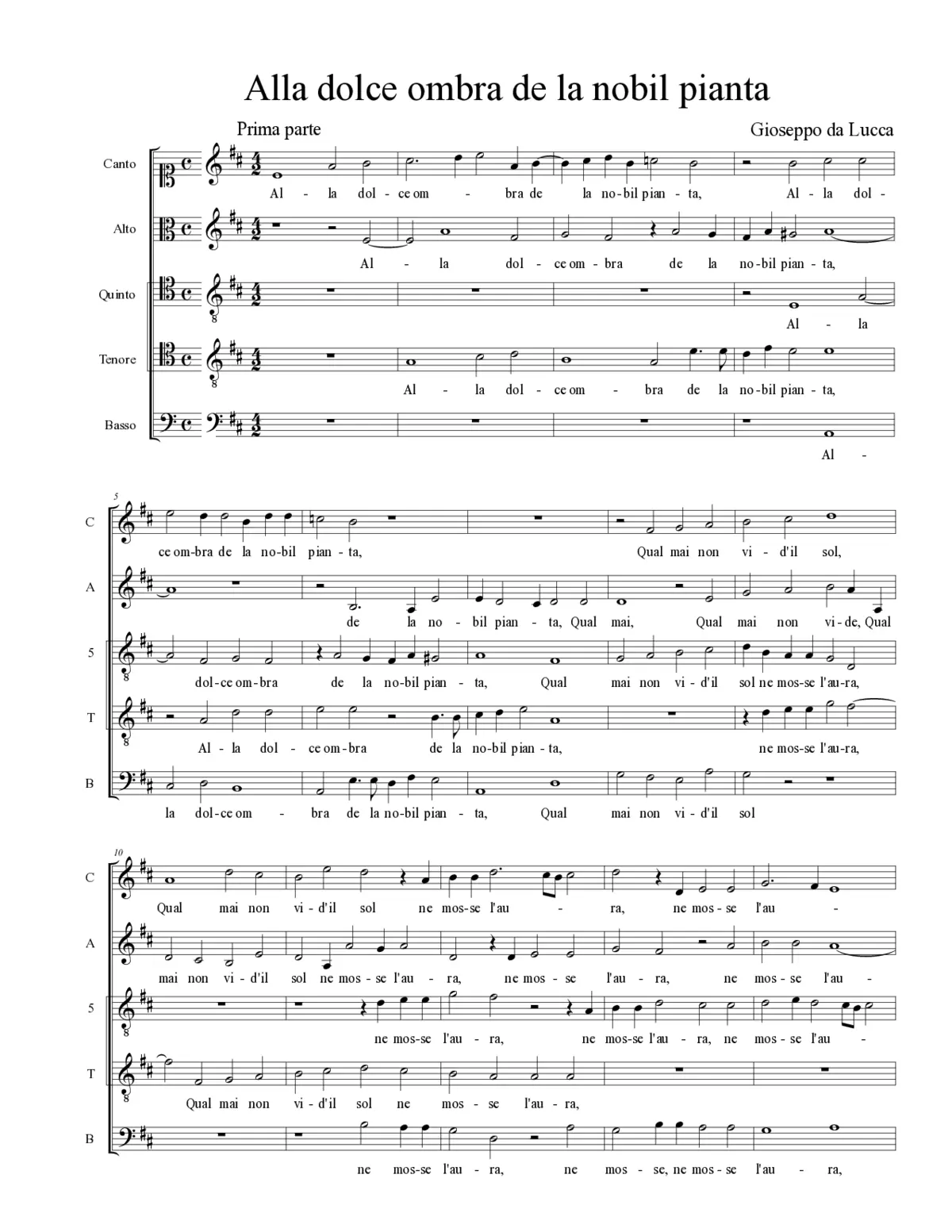 Alla dolce ombra de la nobil pianta - Page 1