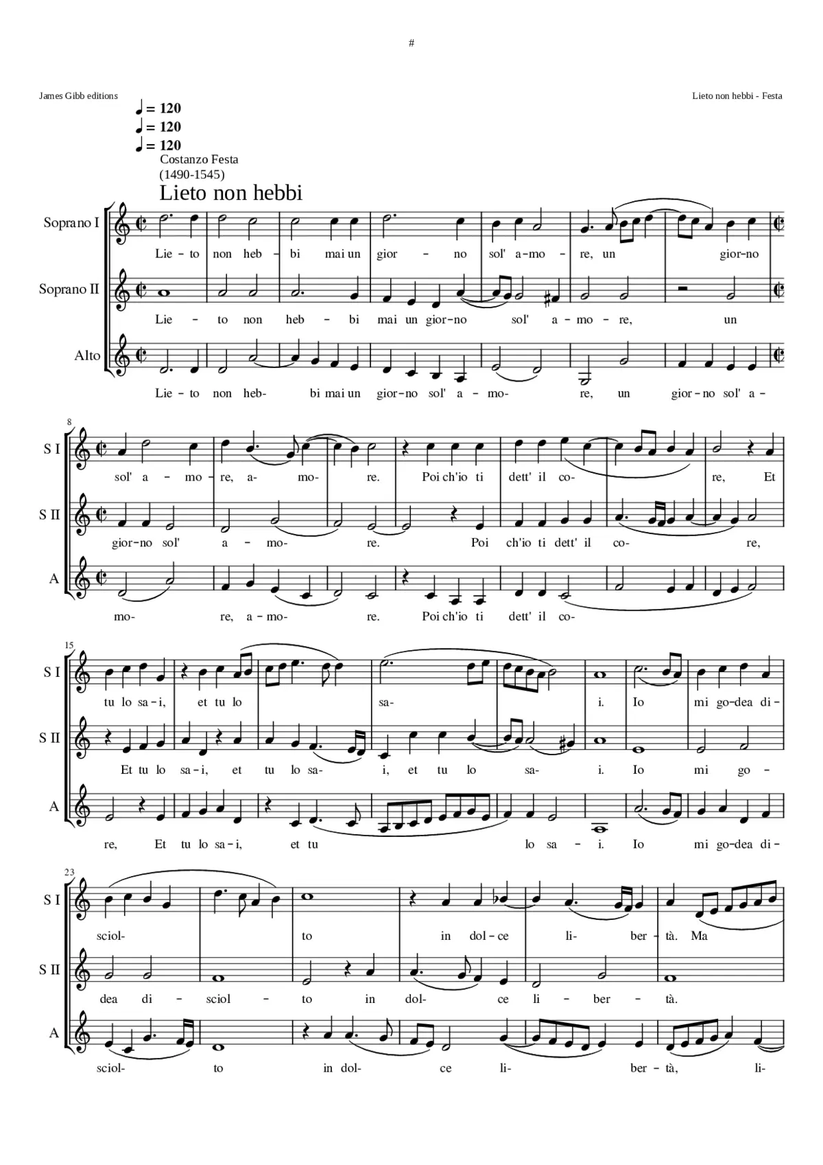 Lieto non hebbi - Page 1