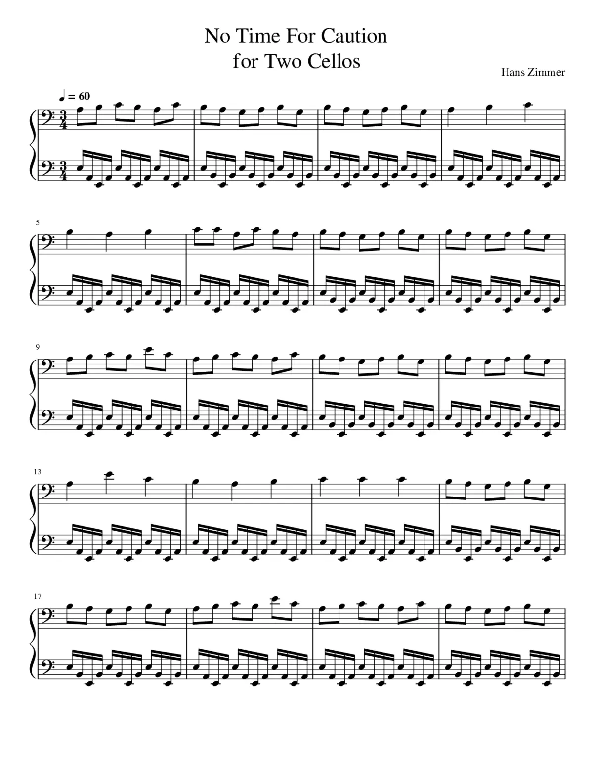 No Time For Caution - for Two Cellos - Page 1