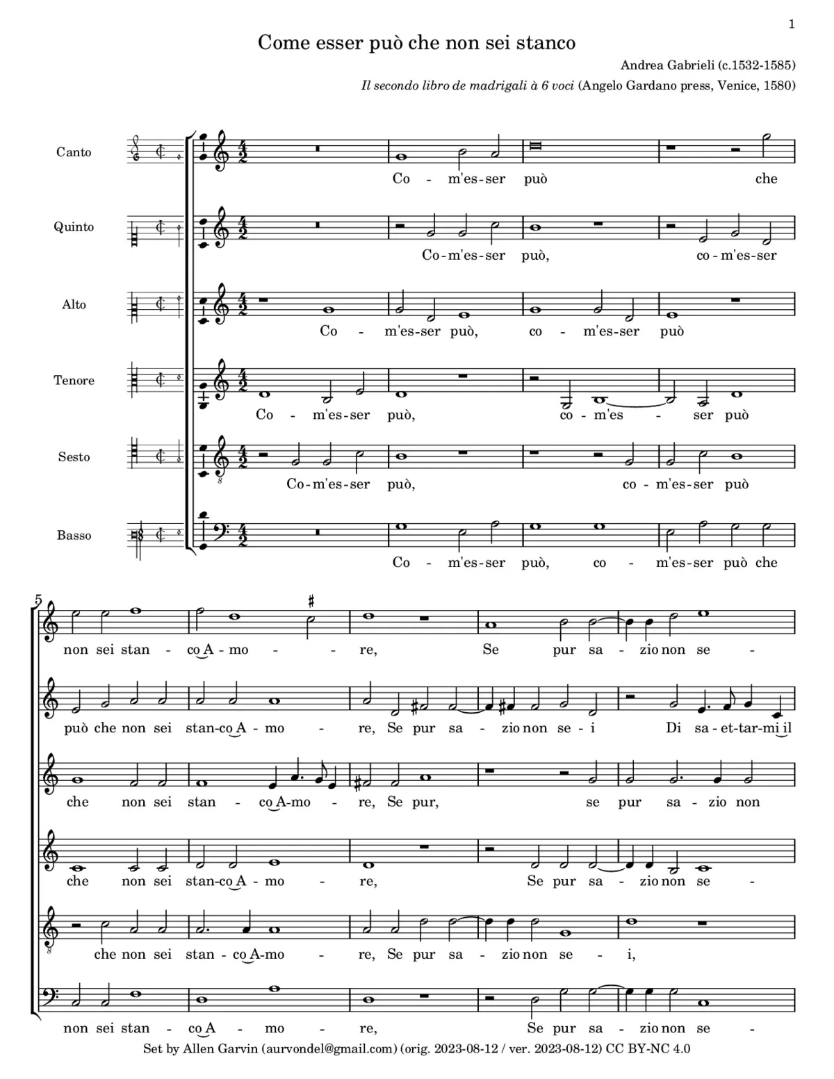Come esser può che non sei stanco - Page 1