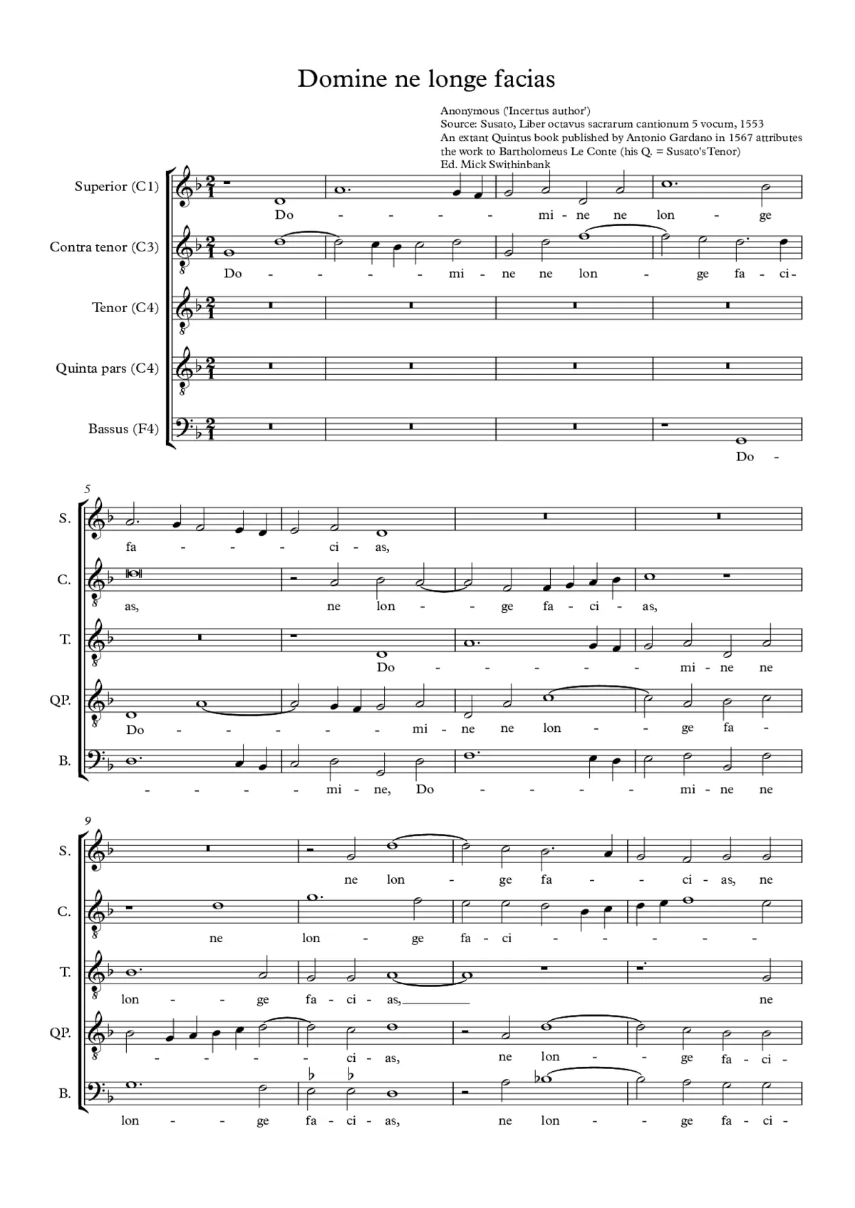 Domine ne longe facias - Page 1