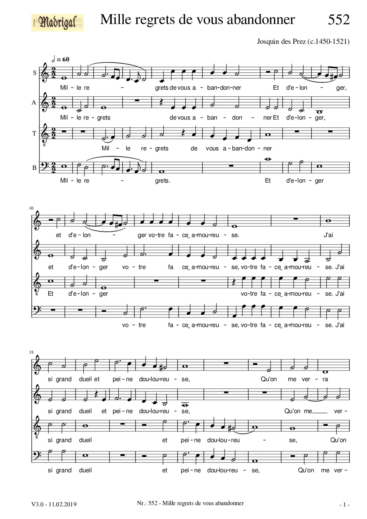 Mille regrets de vous abandonner - Page 1