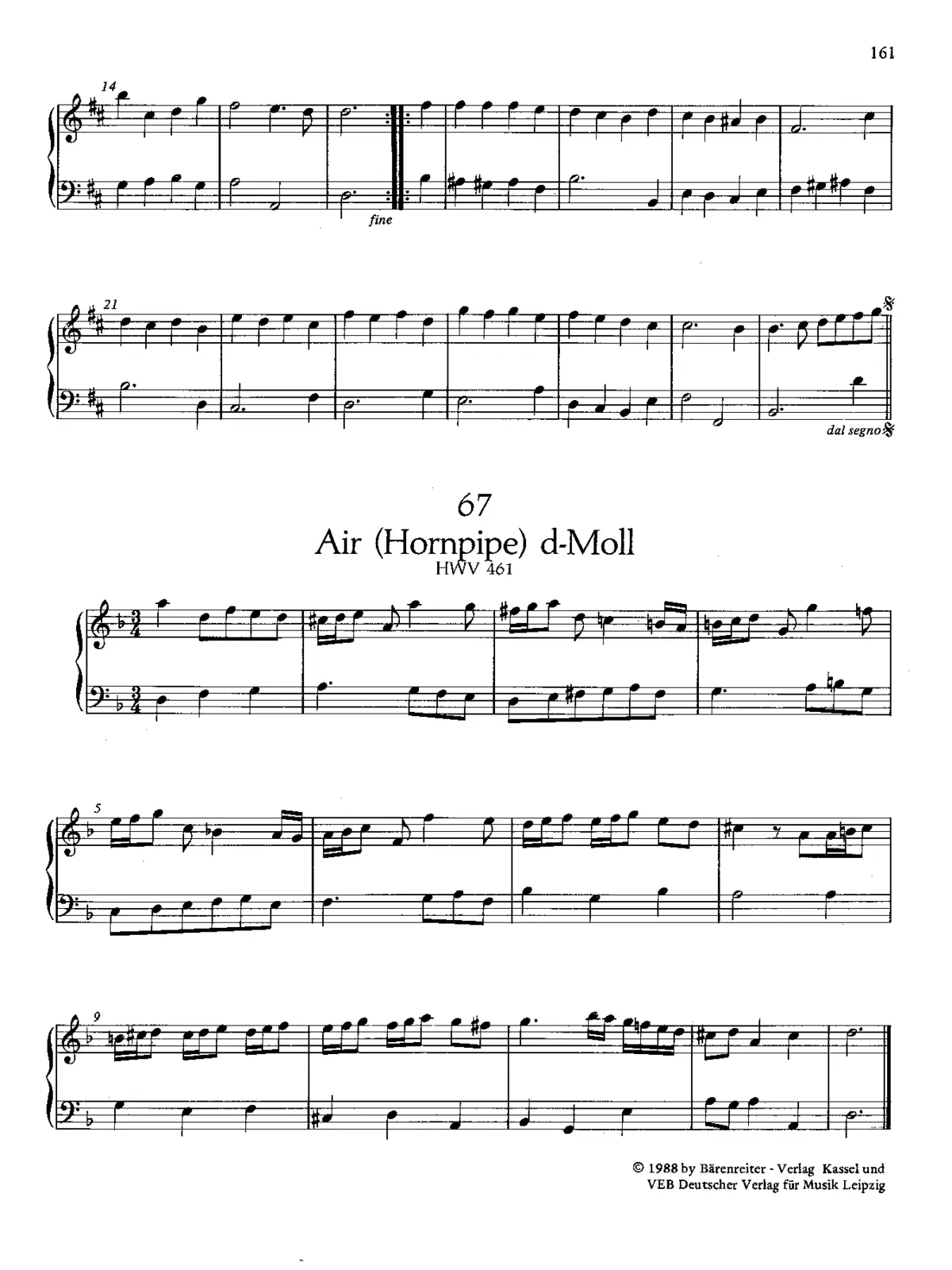 Air (Hornpipe) in D minor, HWV 461 - Page 1