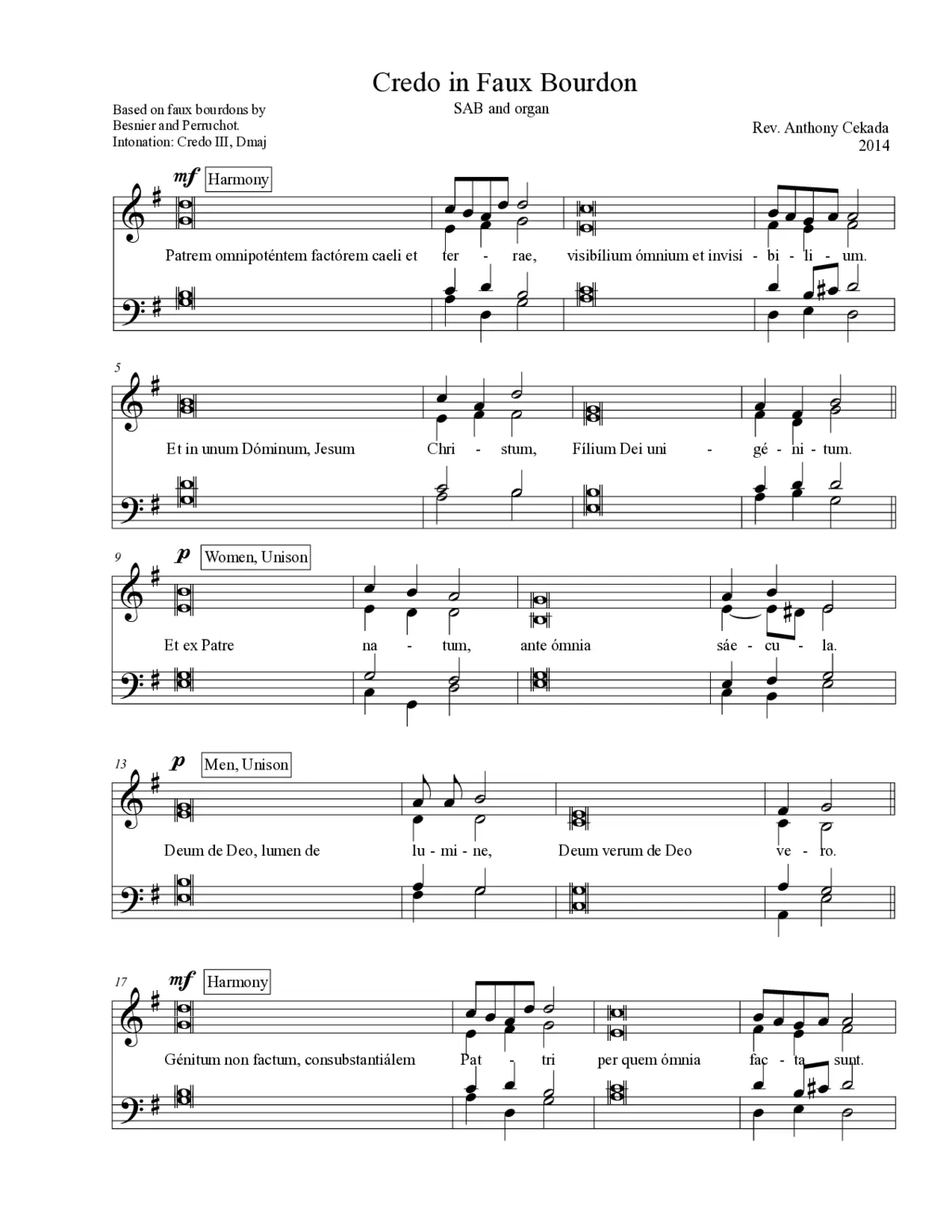 Credo in Faux Bourdon - Page 1