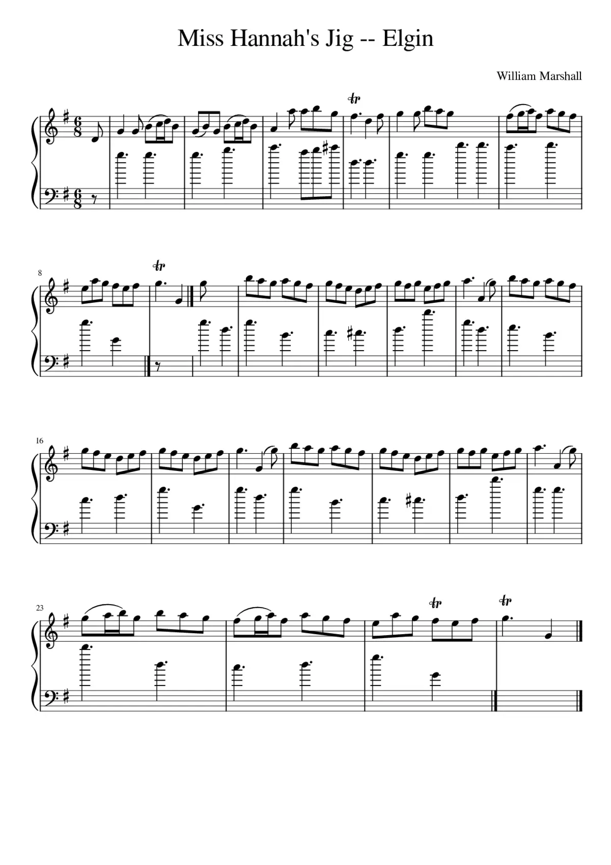 Miss Hannah's Jig -- Elgin - Page 1