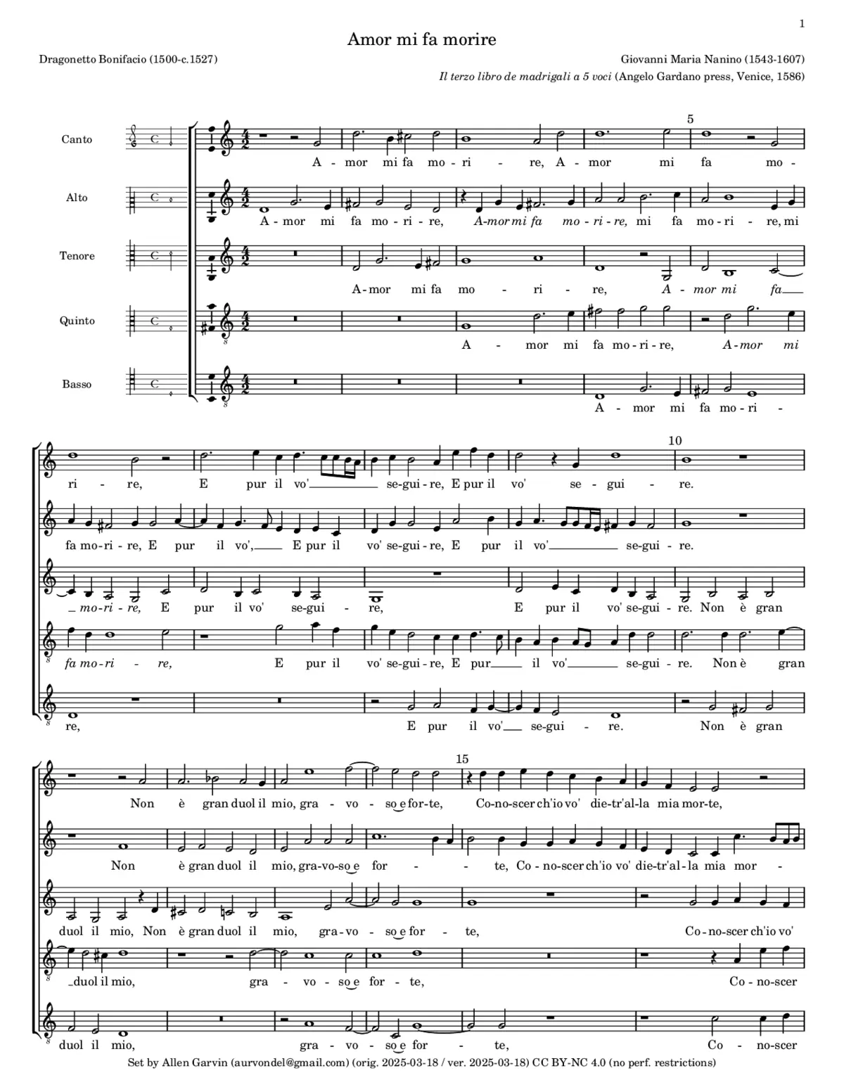 Amor mi fa morire - Page 1