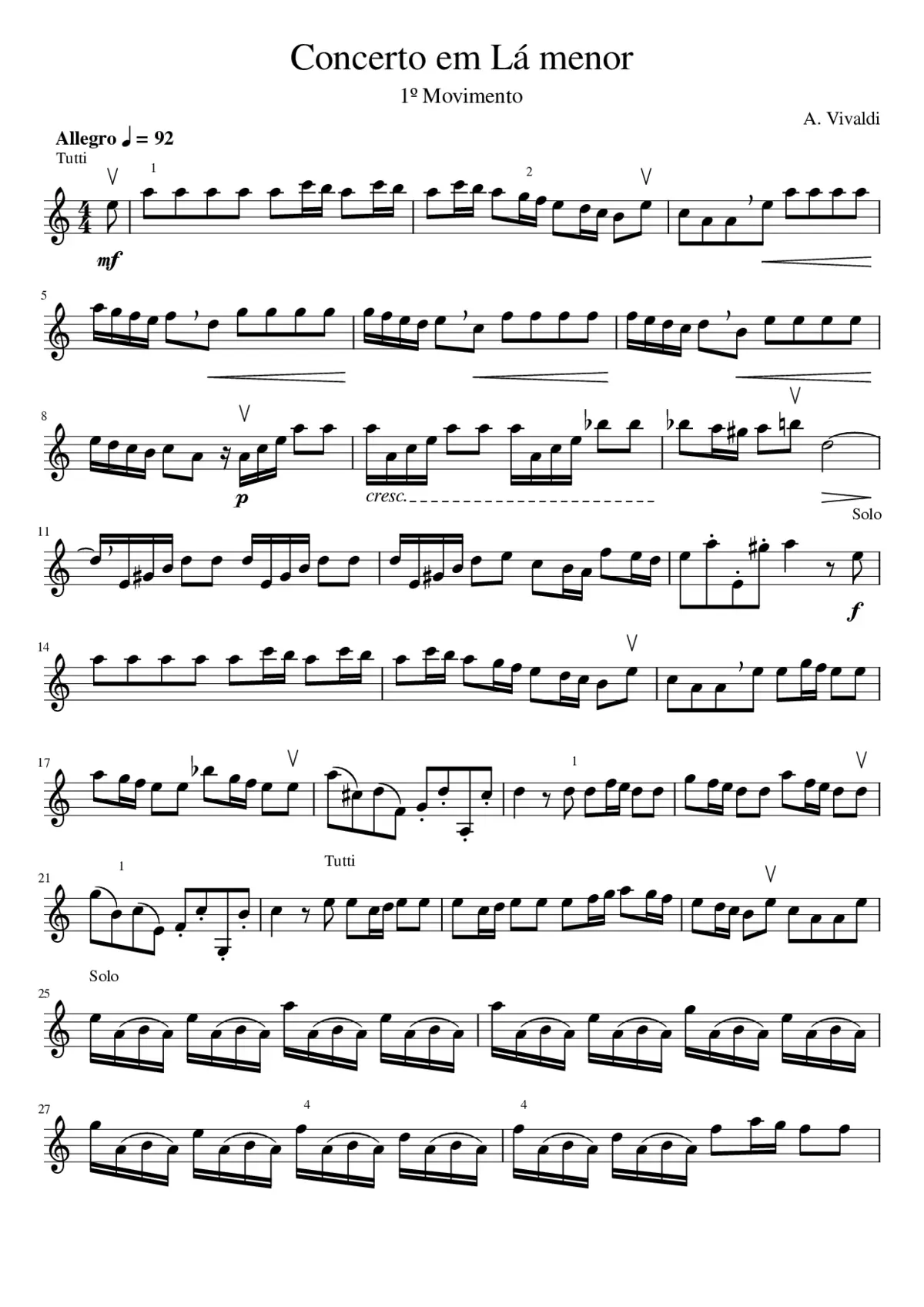 Violin Concerto in A minor RV 356 - Page 1