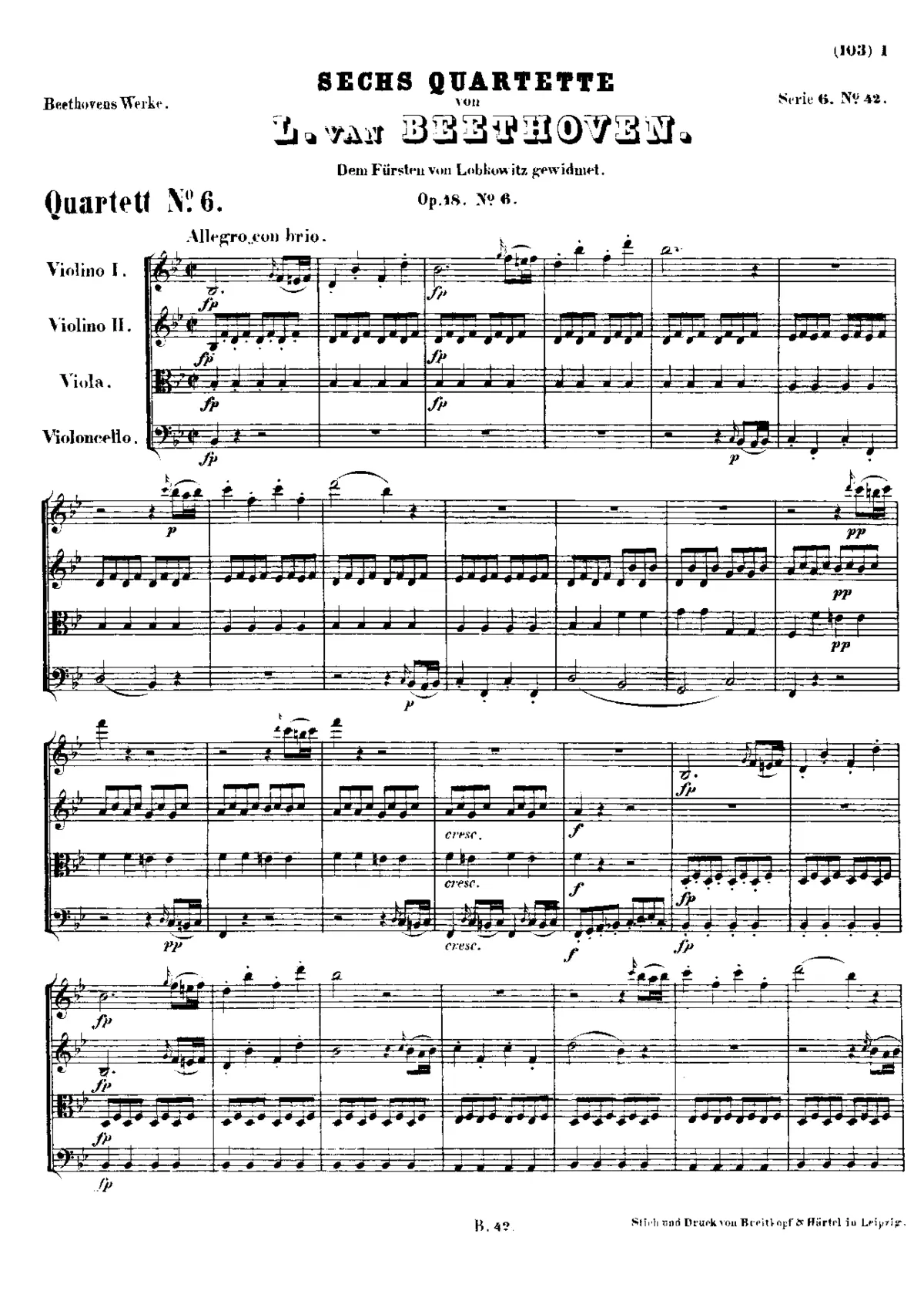 String Quartet No.6 in B-flat major - Page 1