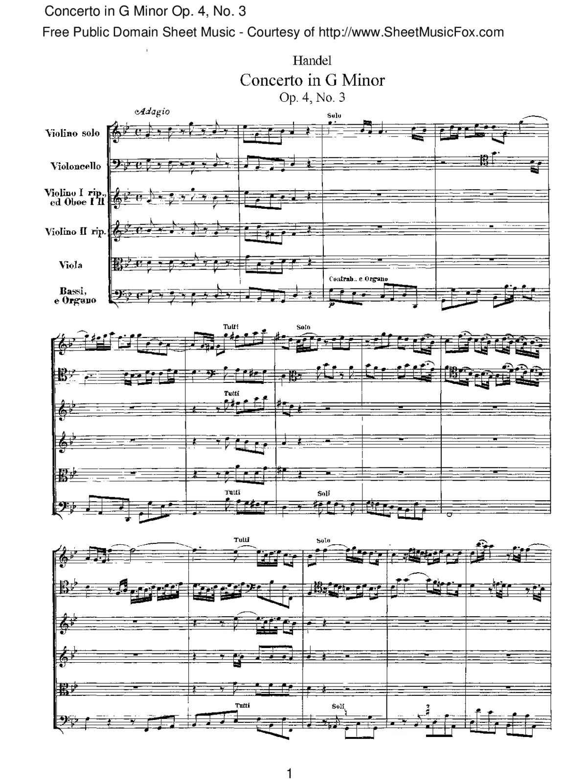 Organ Concerto in G minor - Page 1