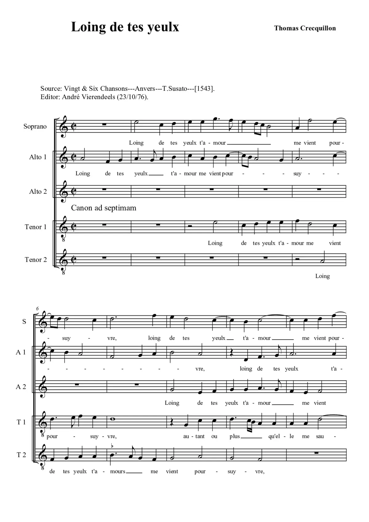 Loing de tes yeulx - Page 1