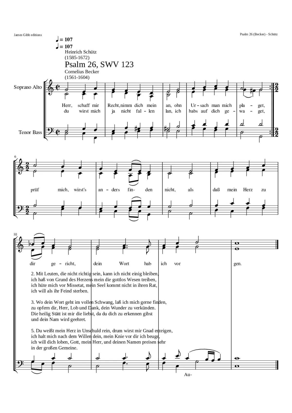 Herr schaff mir Recht nimm dich mein an SWV 123 - Page 1