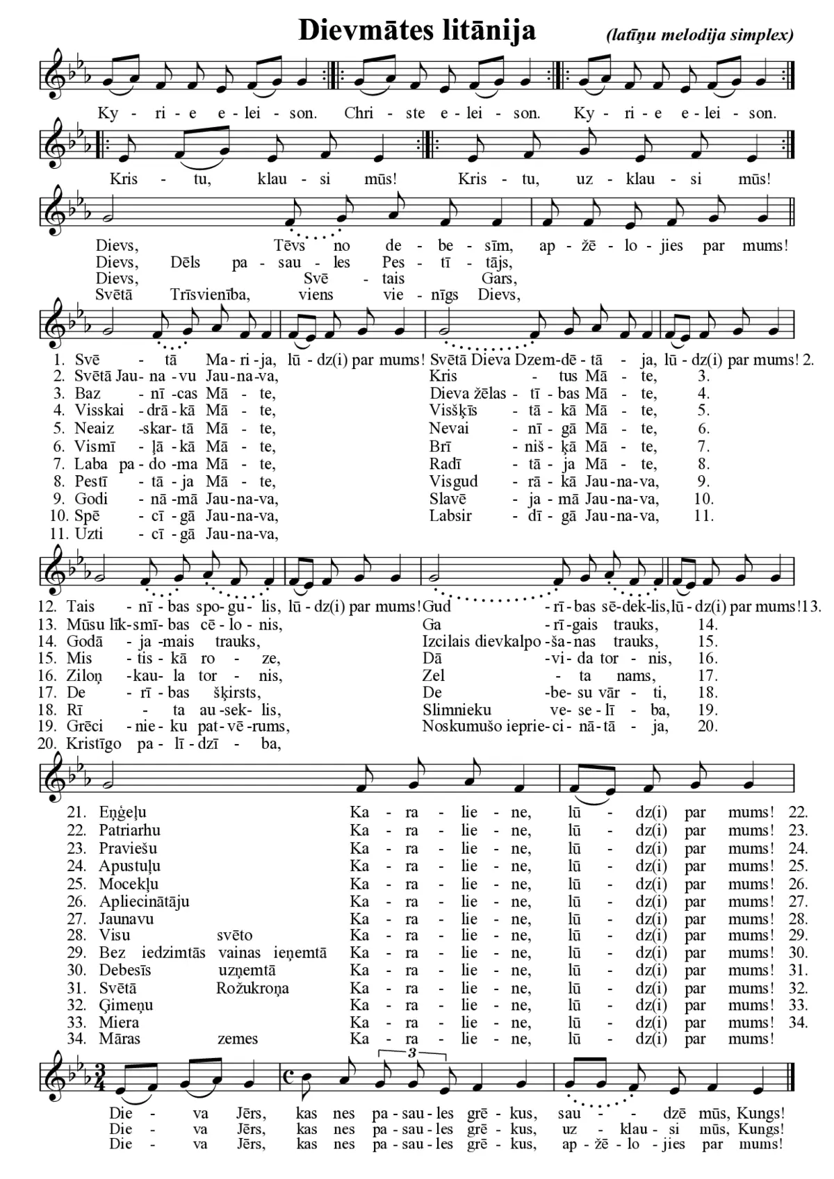 Dievmātes litānija (latīņu melodija simplex) - Page 1