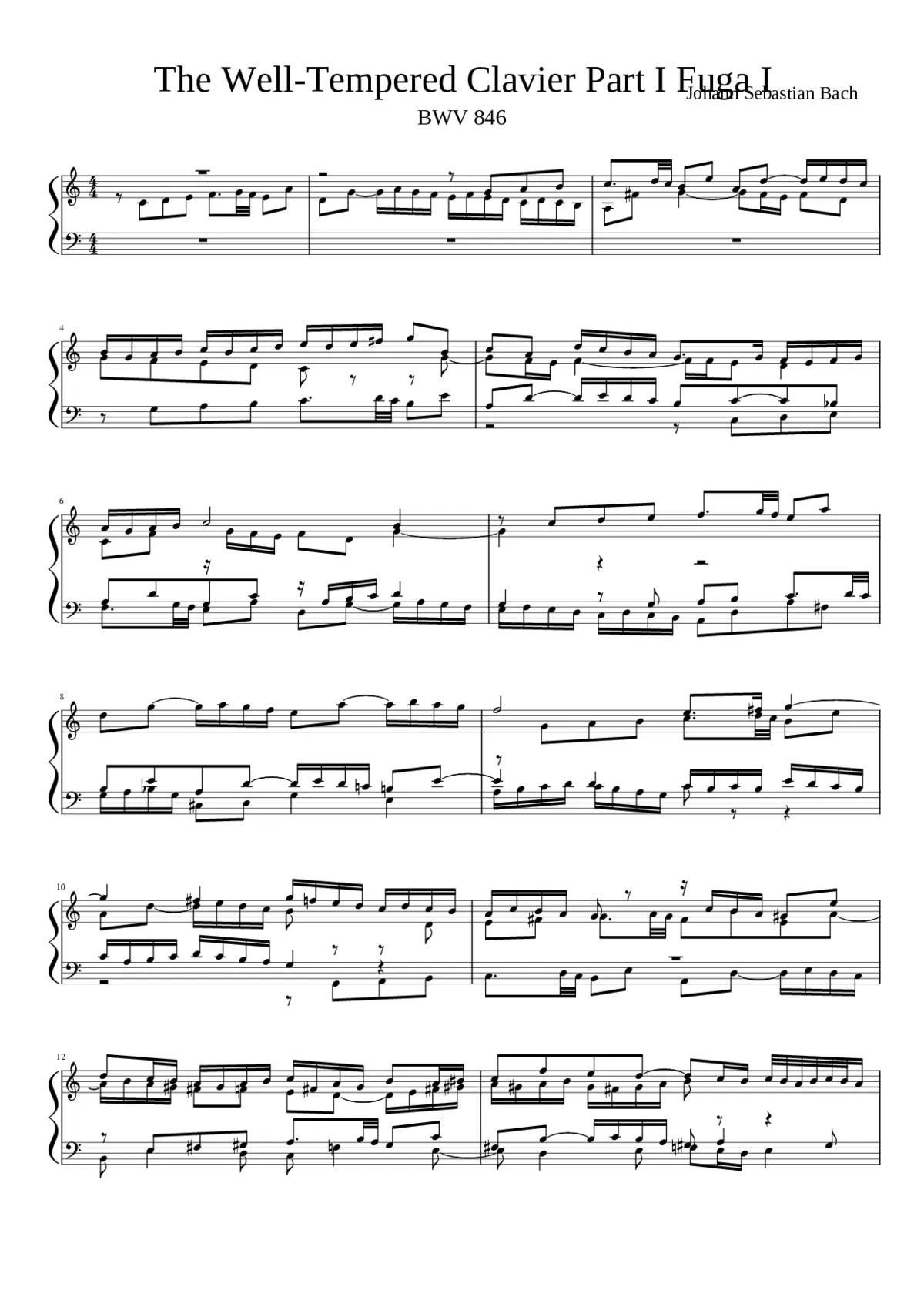 Prelude and Fugue in C major BWV 846 - Page 1