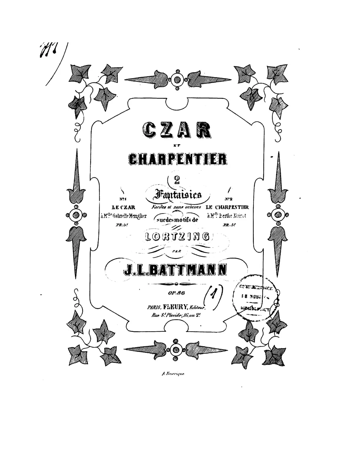 Deux fantaisies faciles et sans octaves sur l'opéra: Czar et charpentier de Lortzing. - Page 1