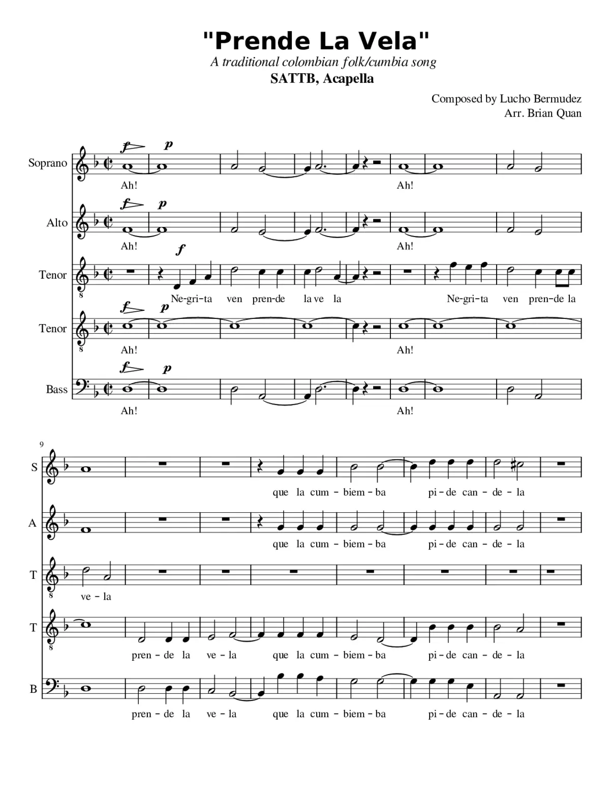 Prende La Vela - SATB - Page 1