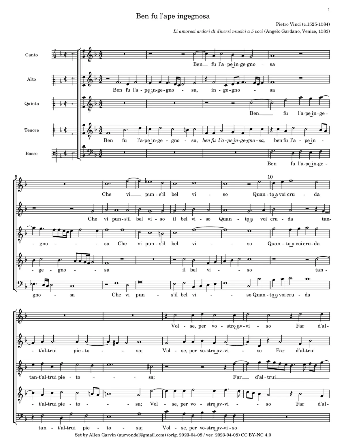 Ben fu l'ape ingegnosa - Page 1