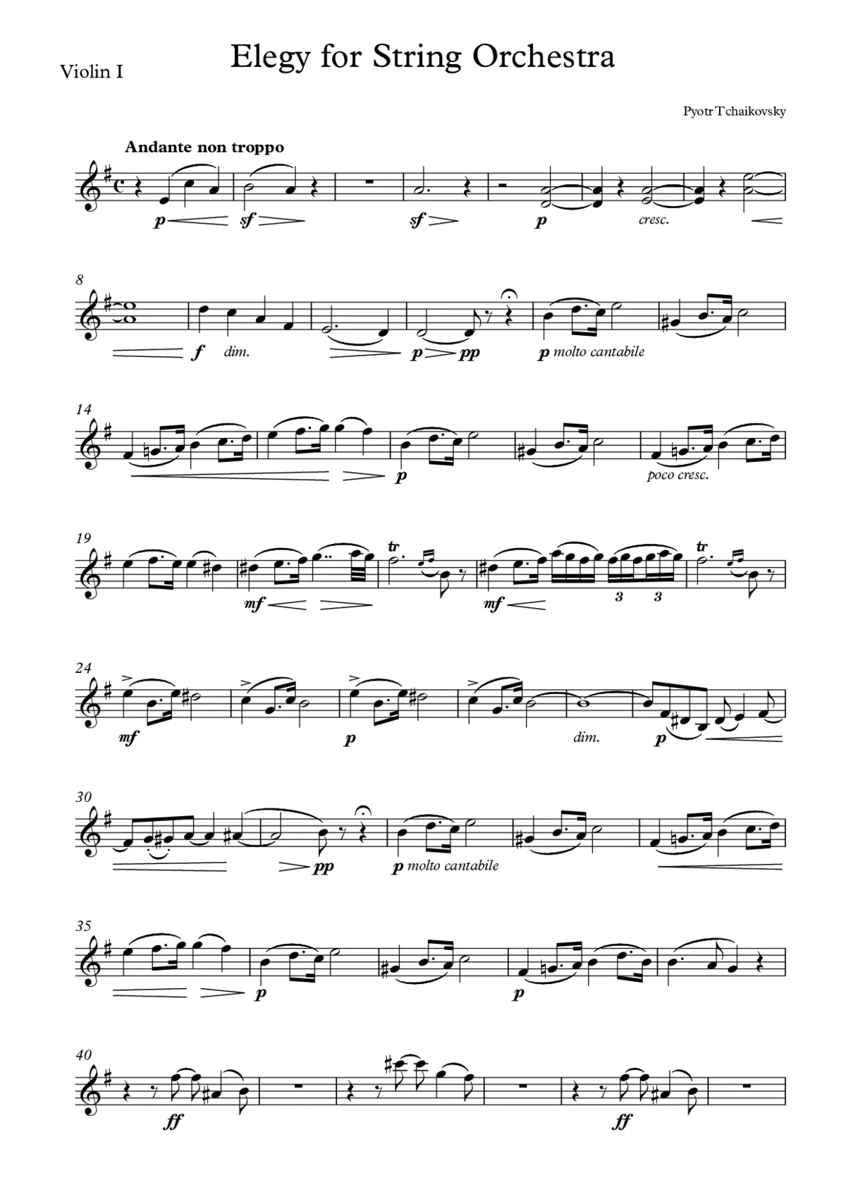 Elegy for String Orchestra - Page 1