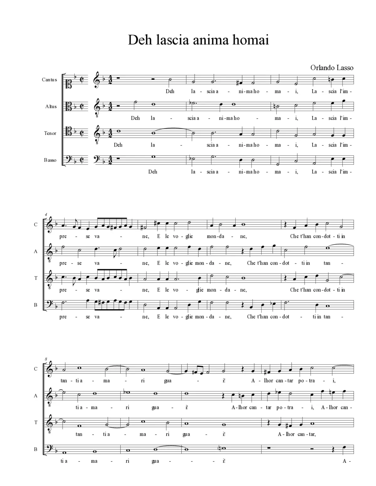 Deh lascia anima homai - Page 1
