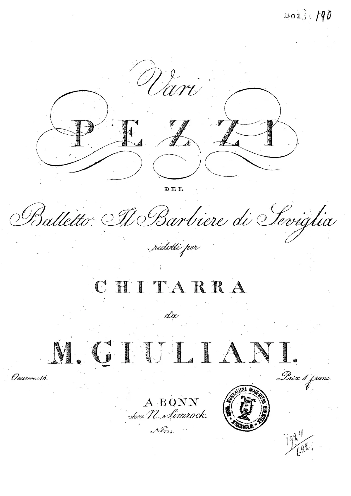 Vari pezzi del balletto Il Barbiere di Seviglia - Page 1
