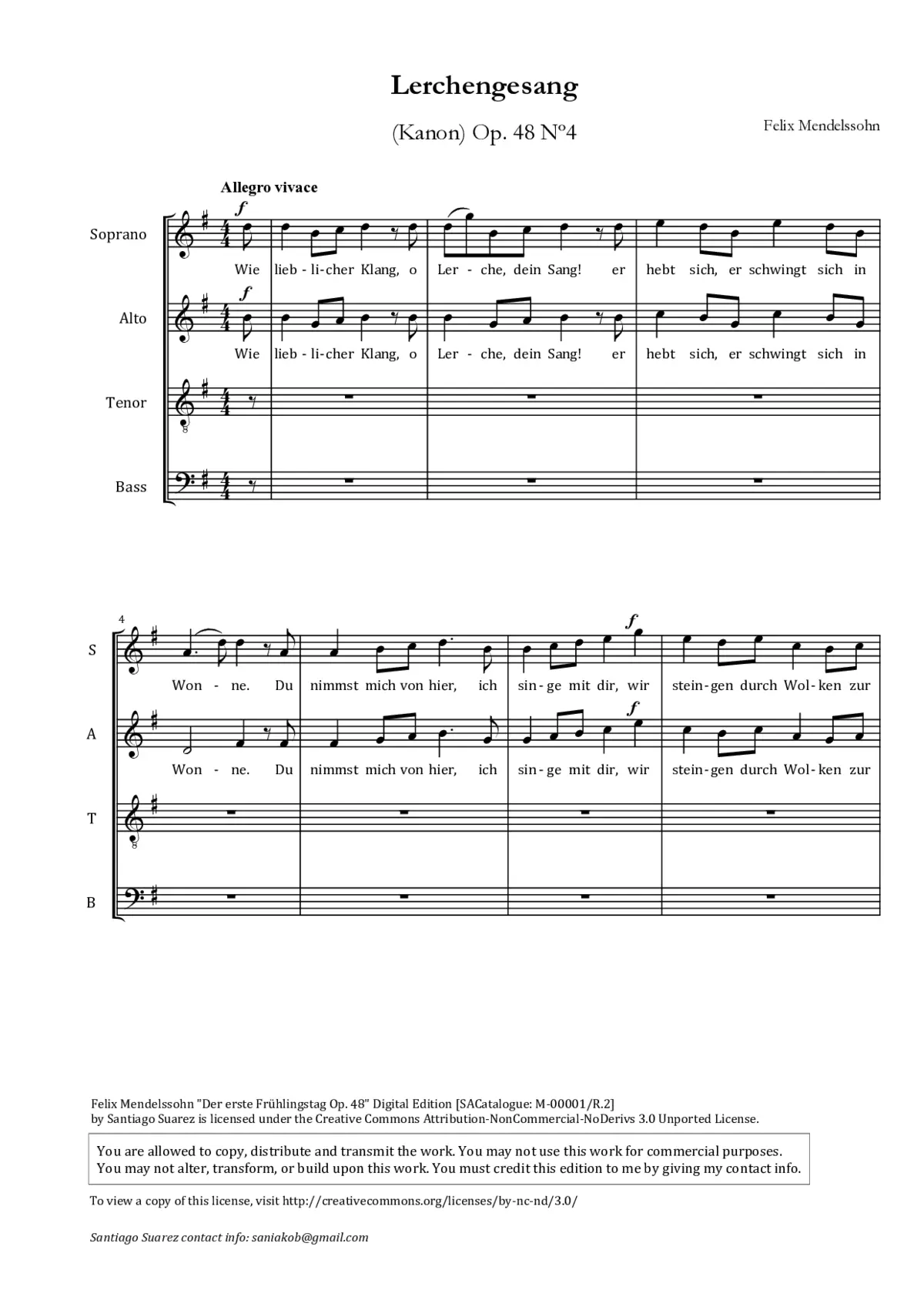 Lerchengesang, Op. 48, No. 4 - Page 1