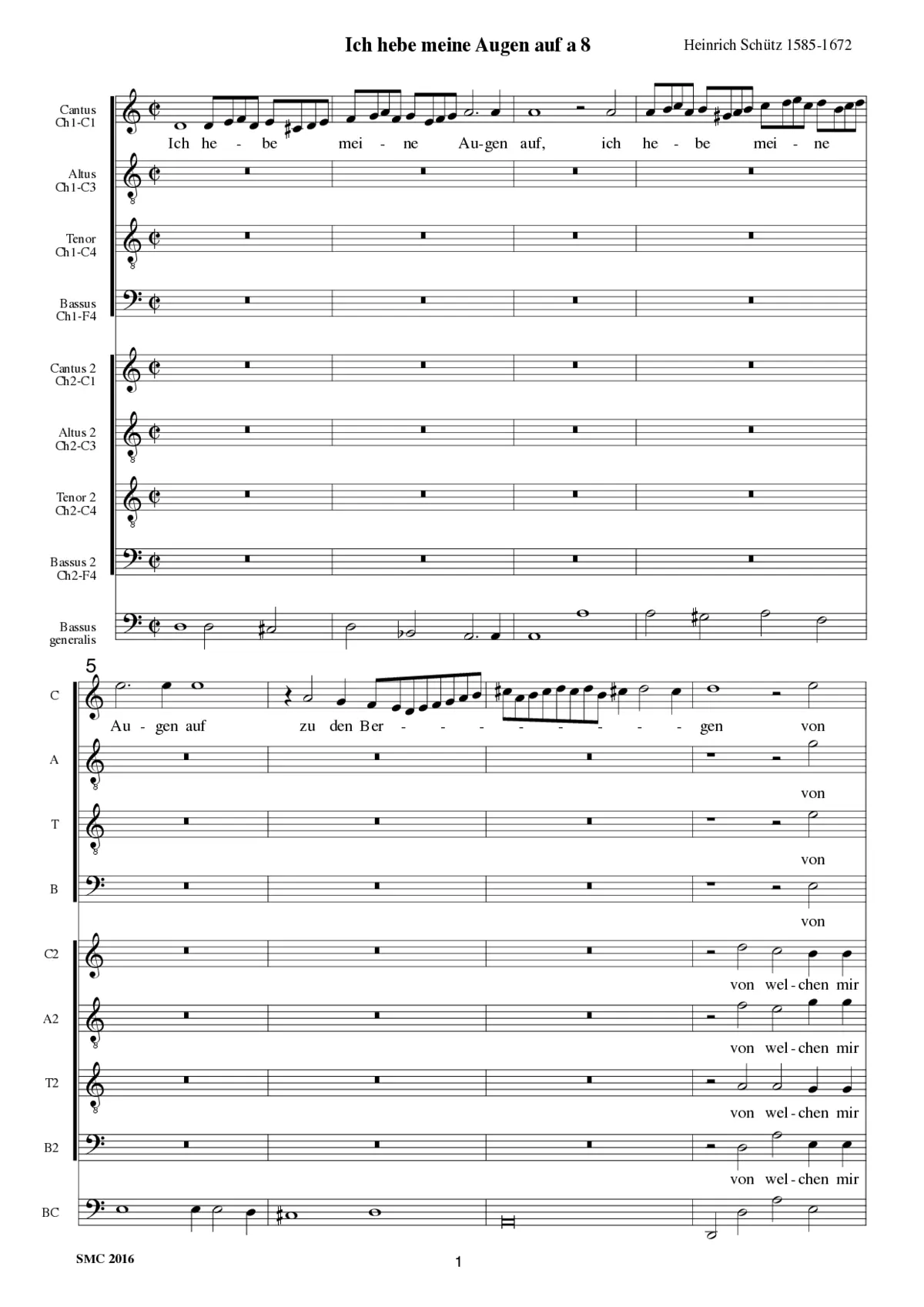 Ich hebe meine Augen auf (Psalm 121), SWV 31 - Page 1