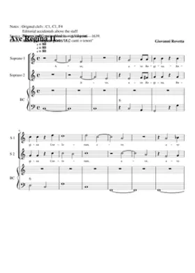 Ave Regina Coelorum a due Canti o Tenori Op. 5 No. 3 (2 other settings listed on textpage)