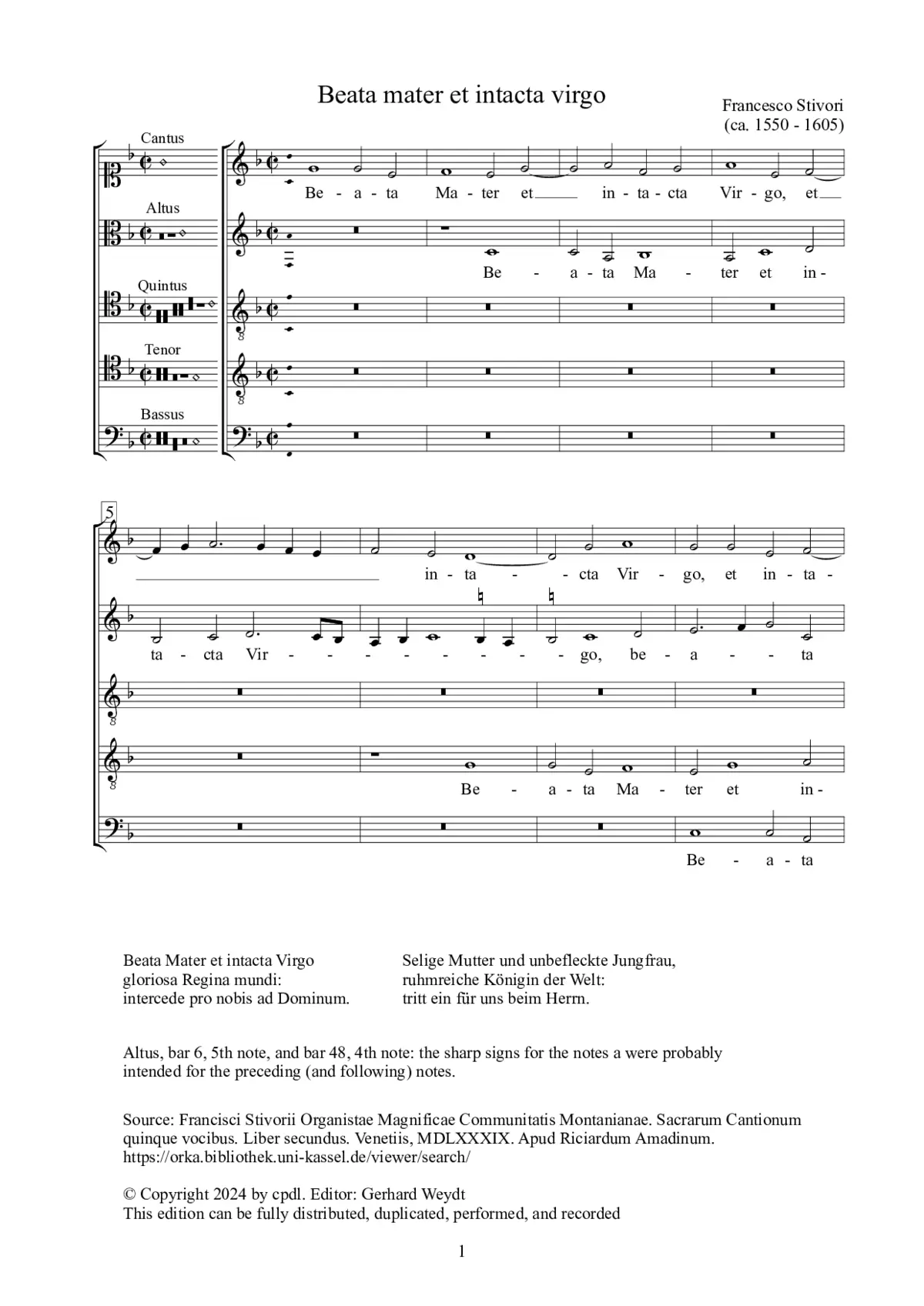 Beata Mater et intacta Virgo - Page 1