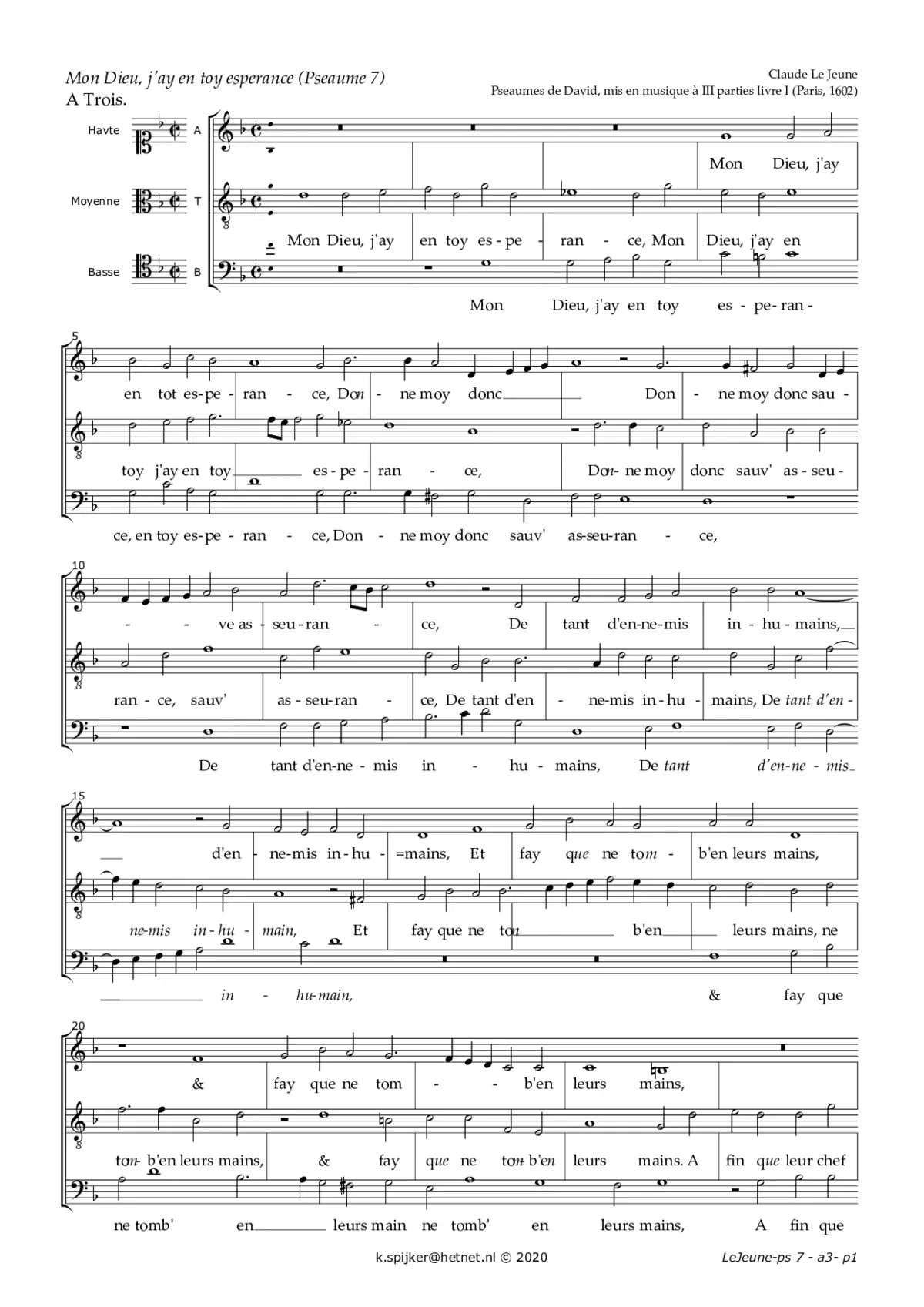 Mon Dieu, j'ai en toi espérance - Page 1