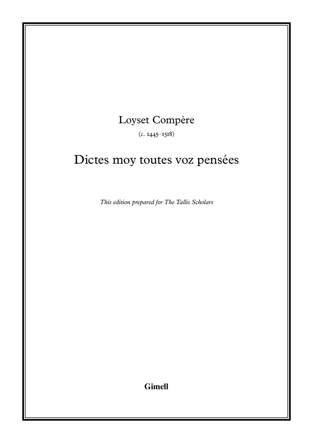 Dictes moy toutes voz pensées - Page 1