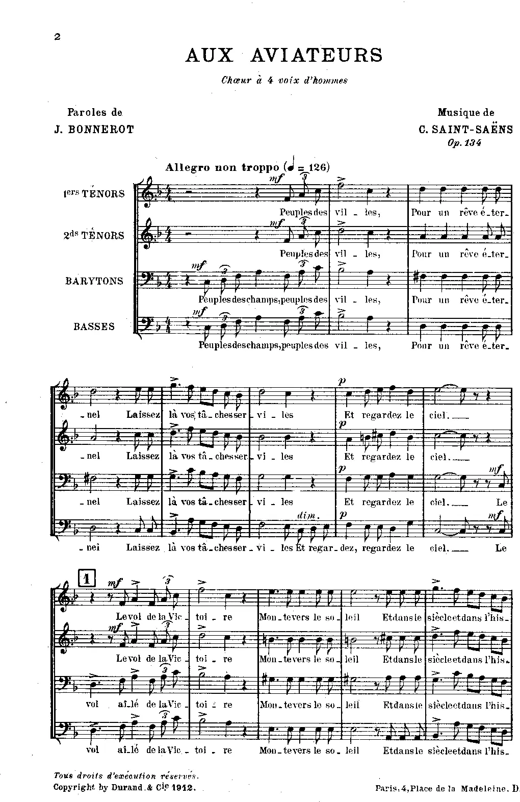 Aux aviateurs, Op.134 - Page 1