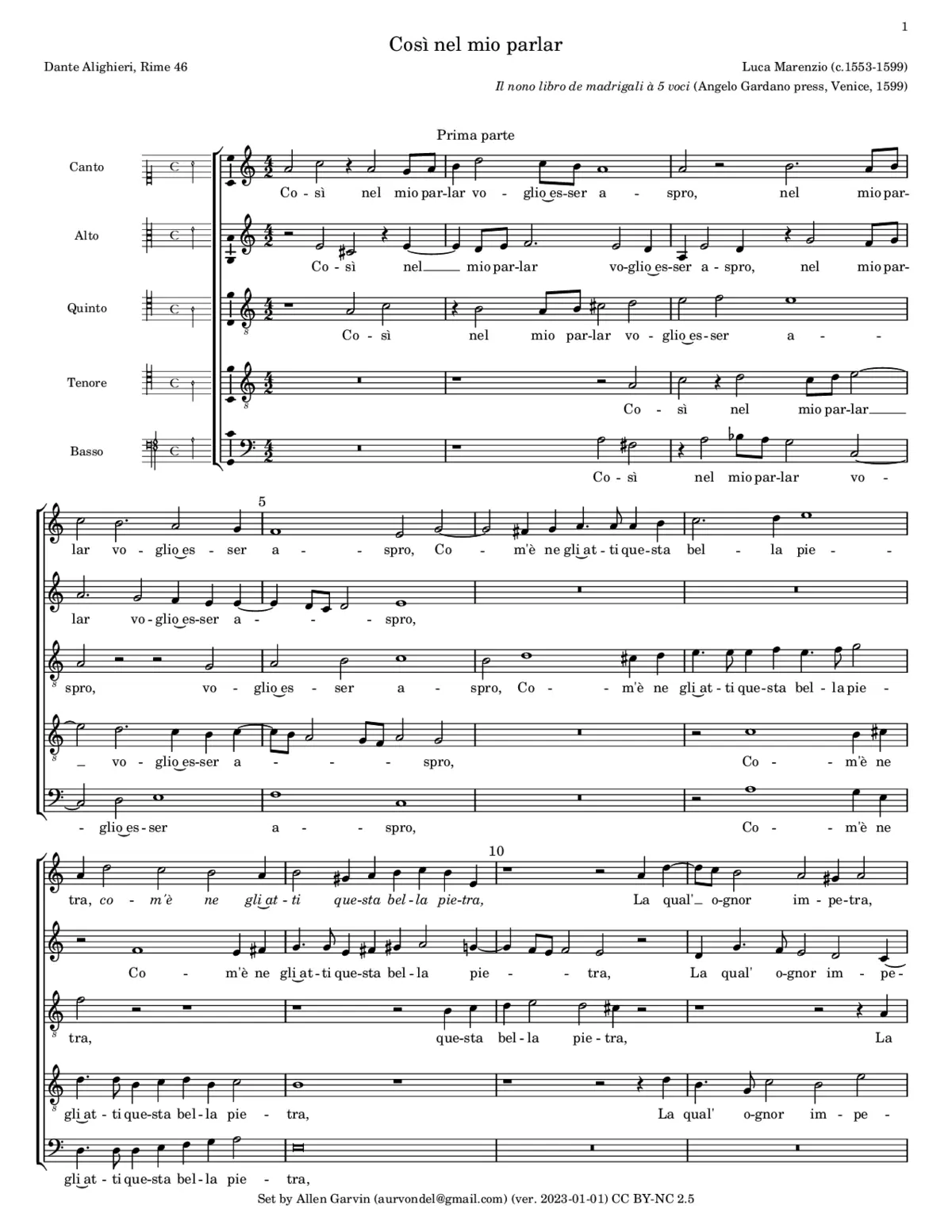 Cosi nel mio parlar - Page 1
