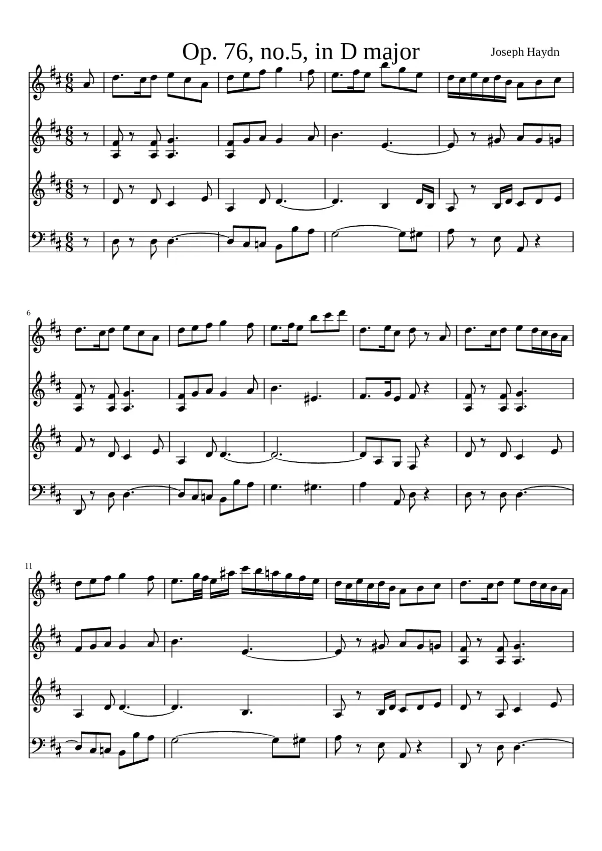 Quartet 64 in D Major Op. 76 No. 5 (1st mvmt) - Page 1