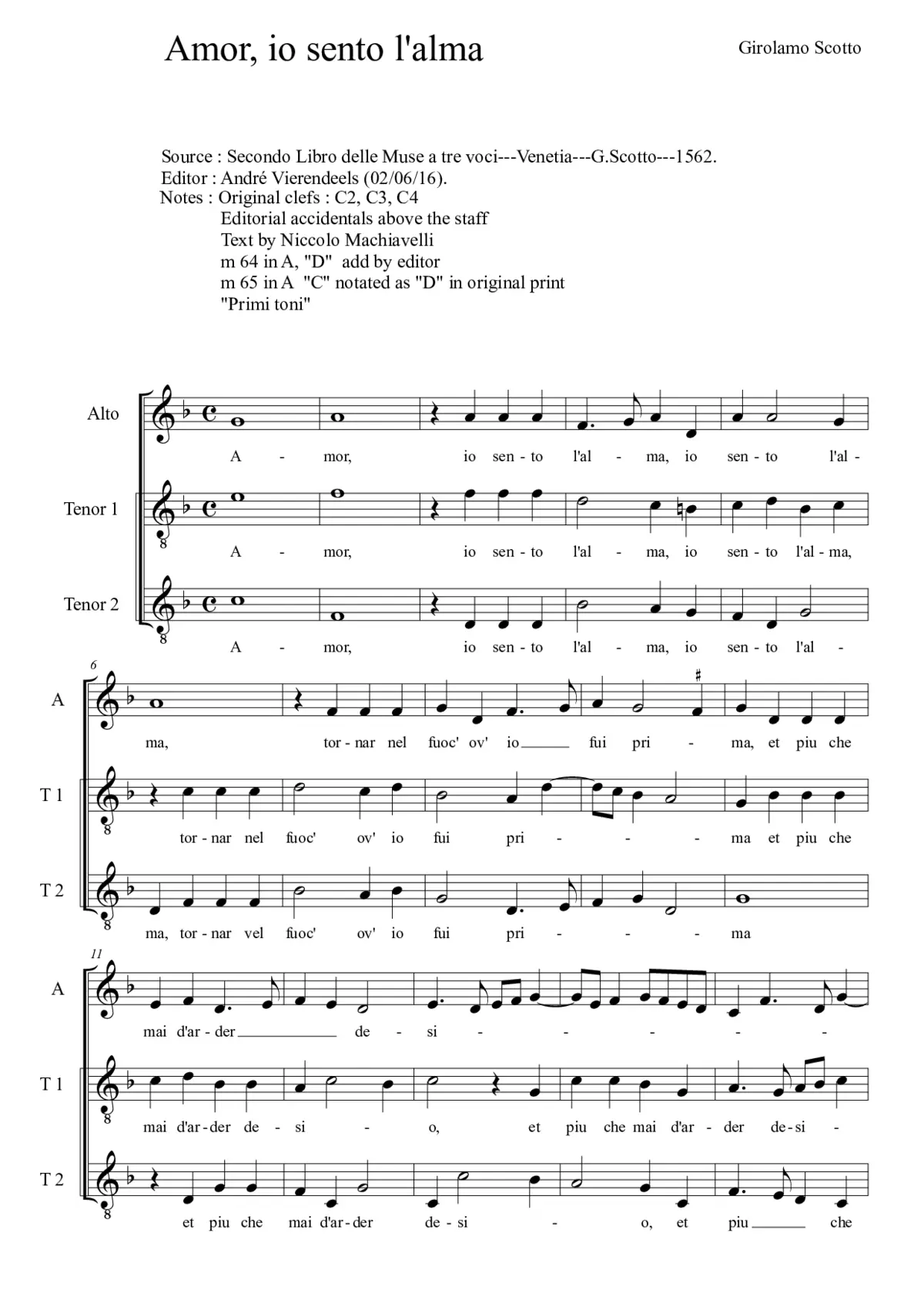 Amor, io sento l'alma - Page 1