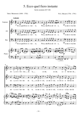 Ecco quel fiero istante / Naht nun die Abschiedsstunde, KV 436