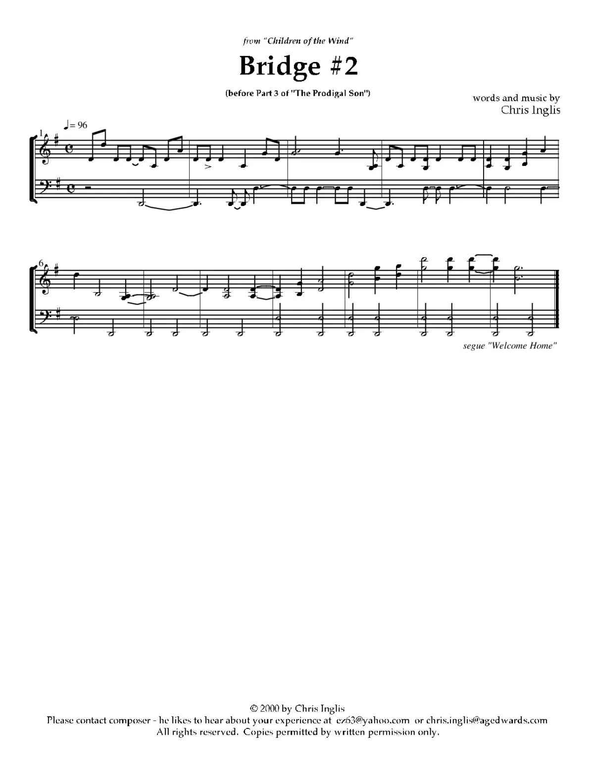 Bridge No. 2 and Welcome Home (from 'Prodigal Son') - Page 1