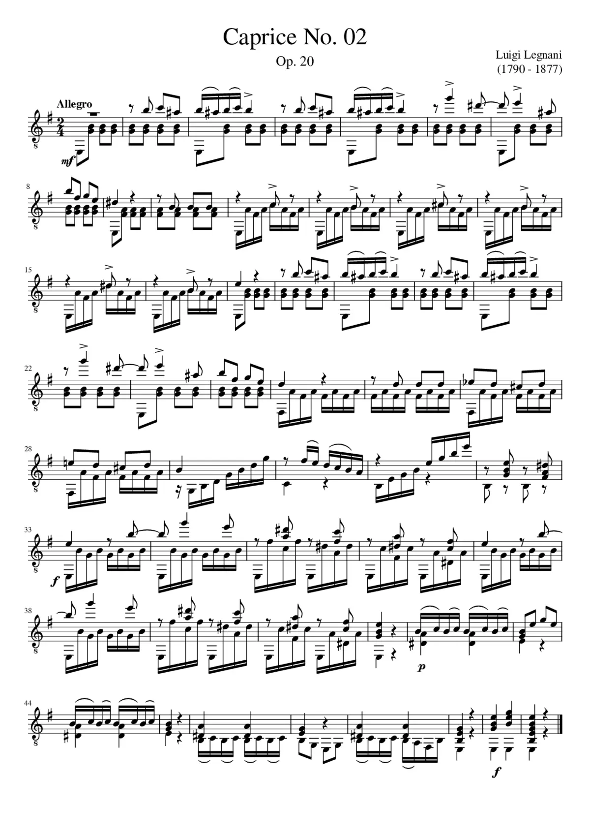 Luigi Legnani - Caprice No. 02 - Page 1