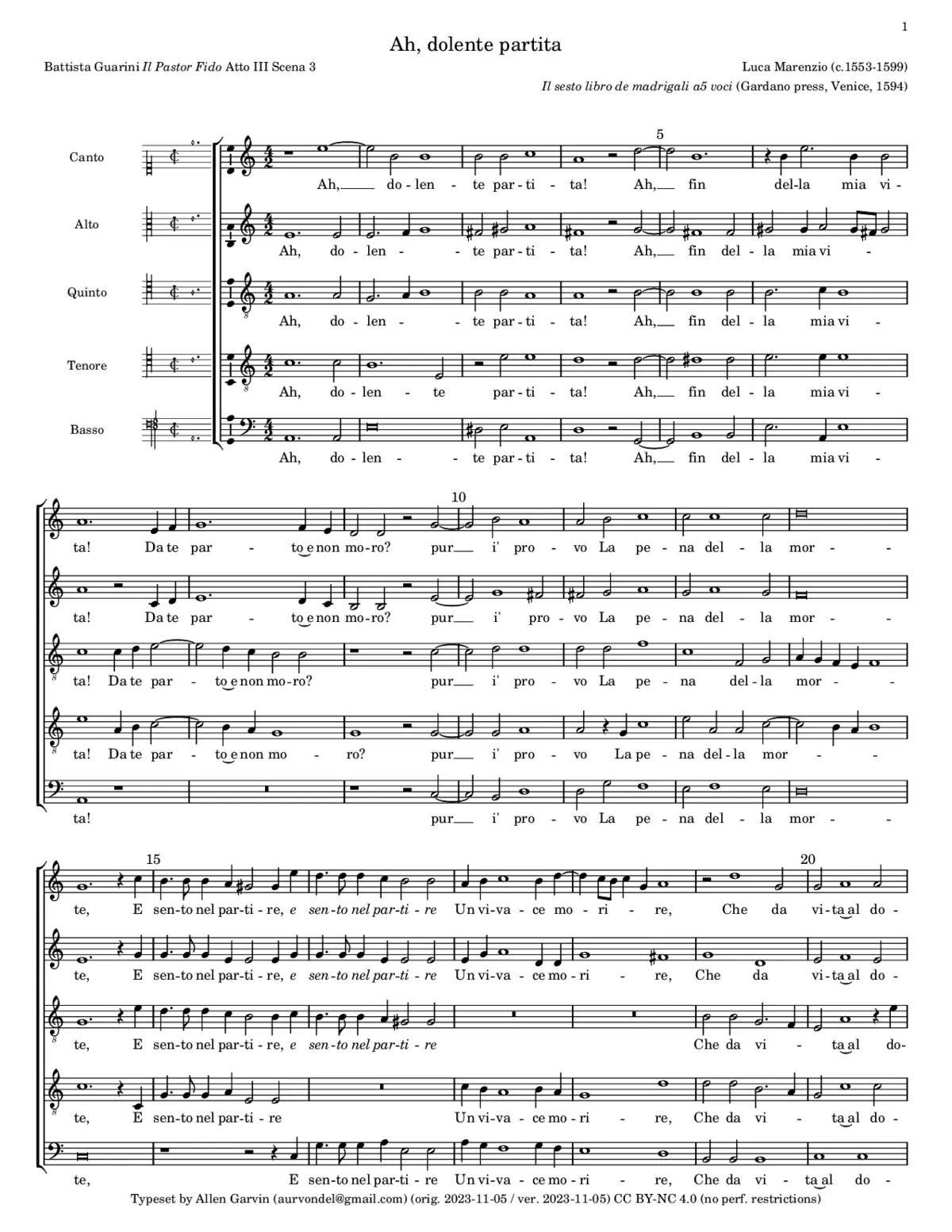 Ah dolente partita - Page 1