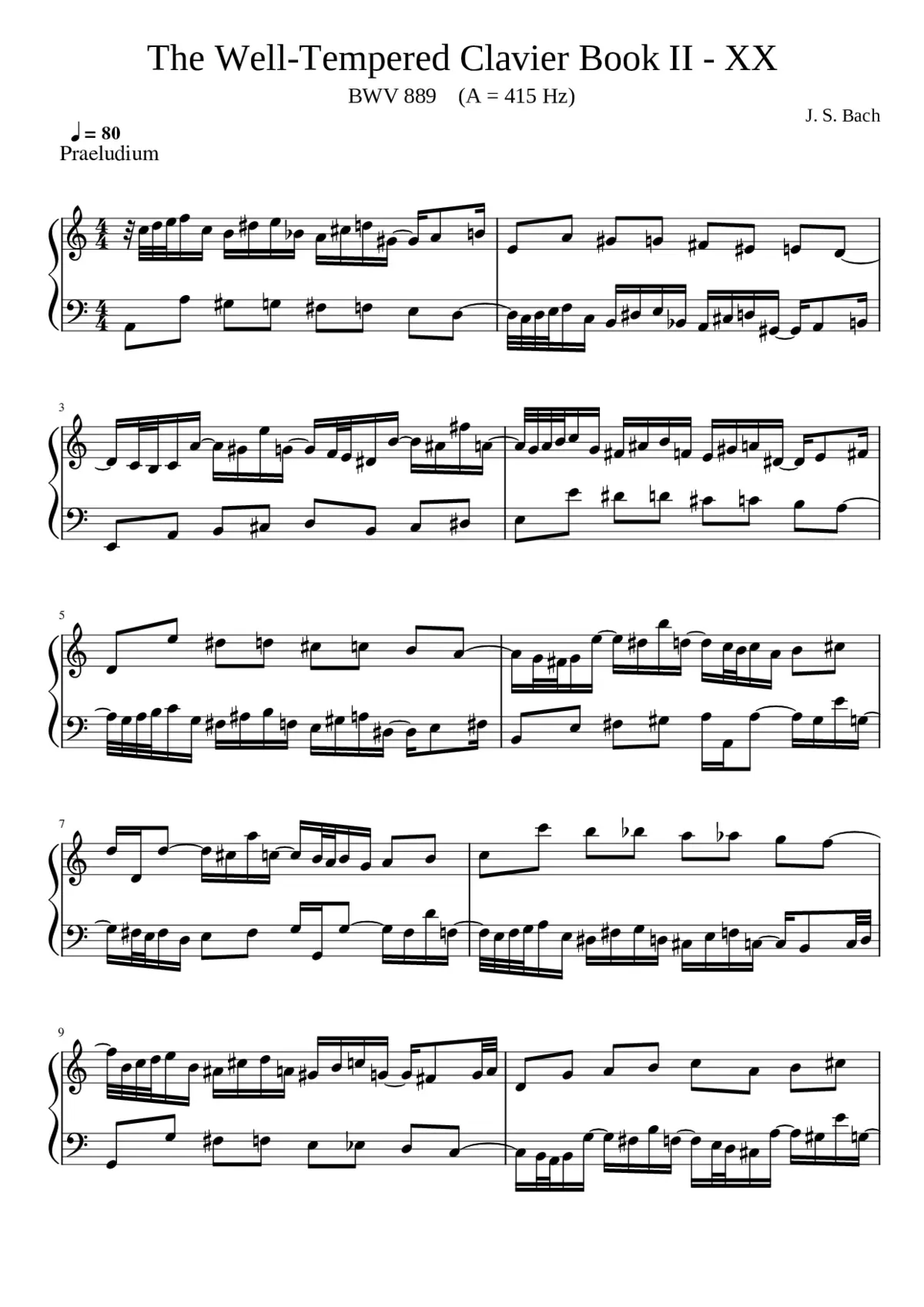Prelude and Fugue in A minor BWV 889 - Page 1