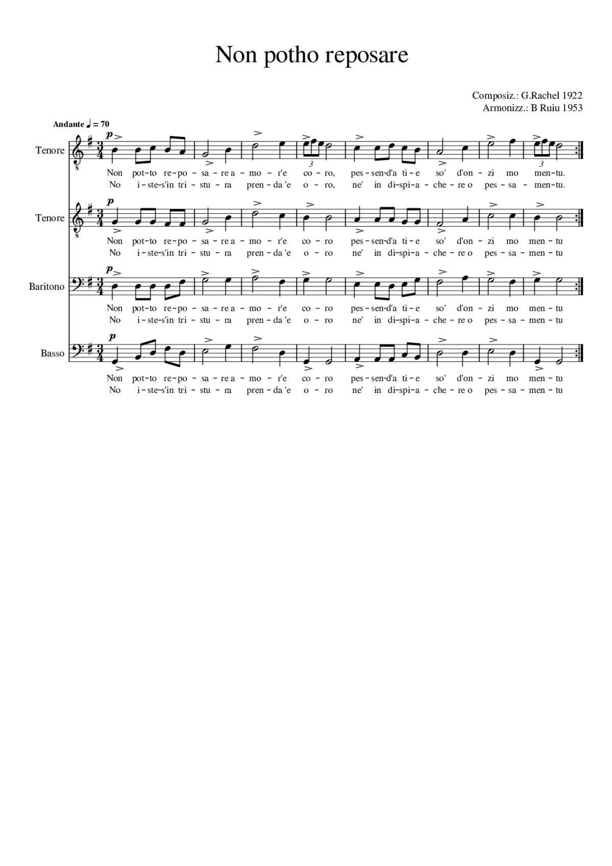 Non potho reposare - Page 1