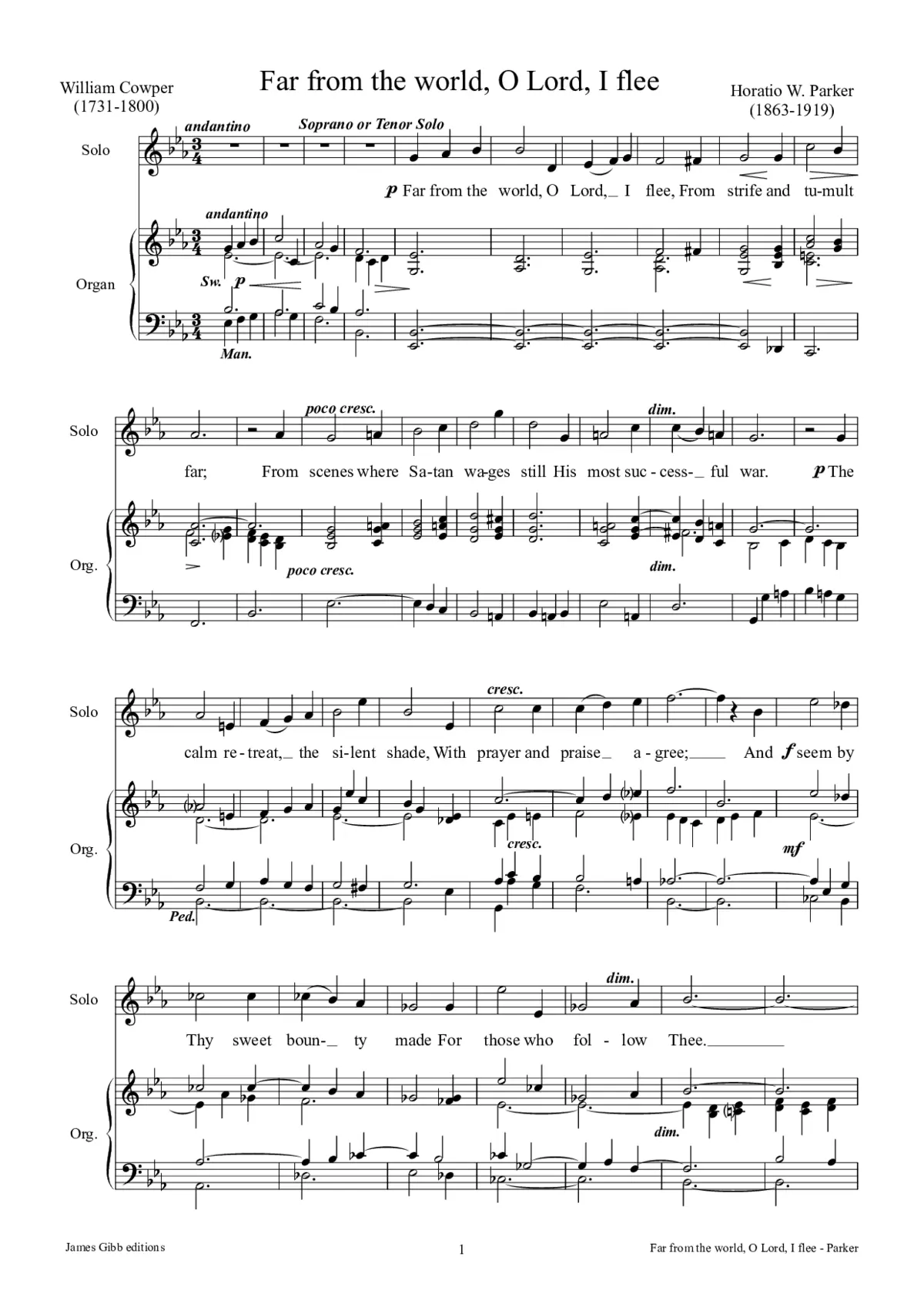 Far from the world, O Lord, I flee - Page 1