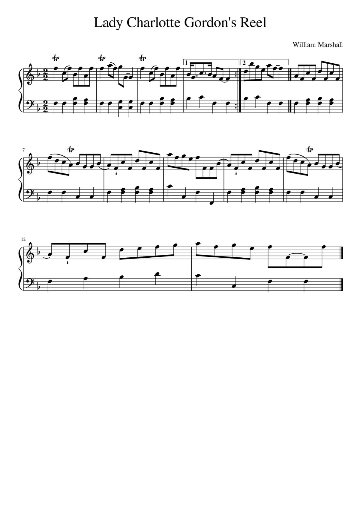 Lady Charlotte Gordon's Reel - Page 1