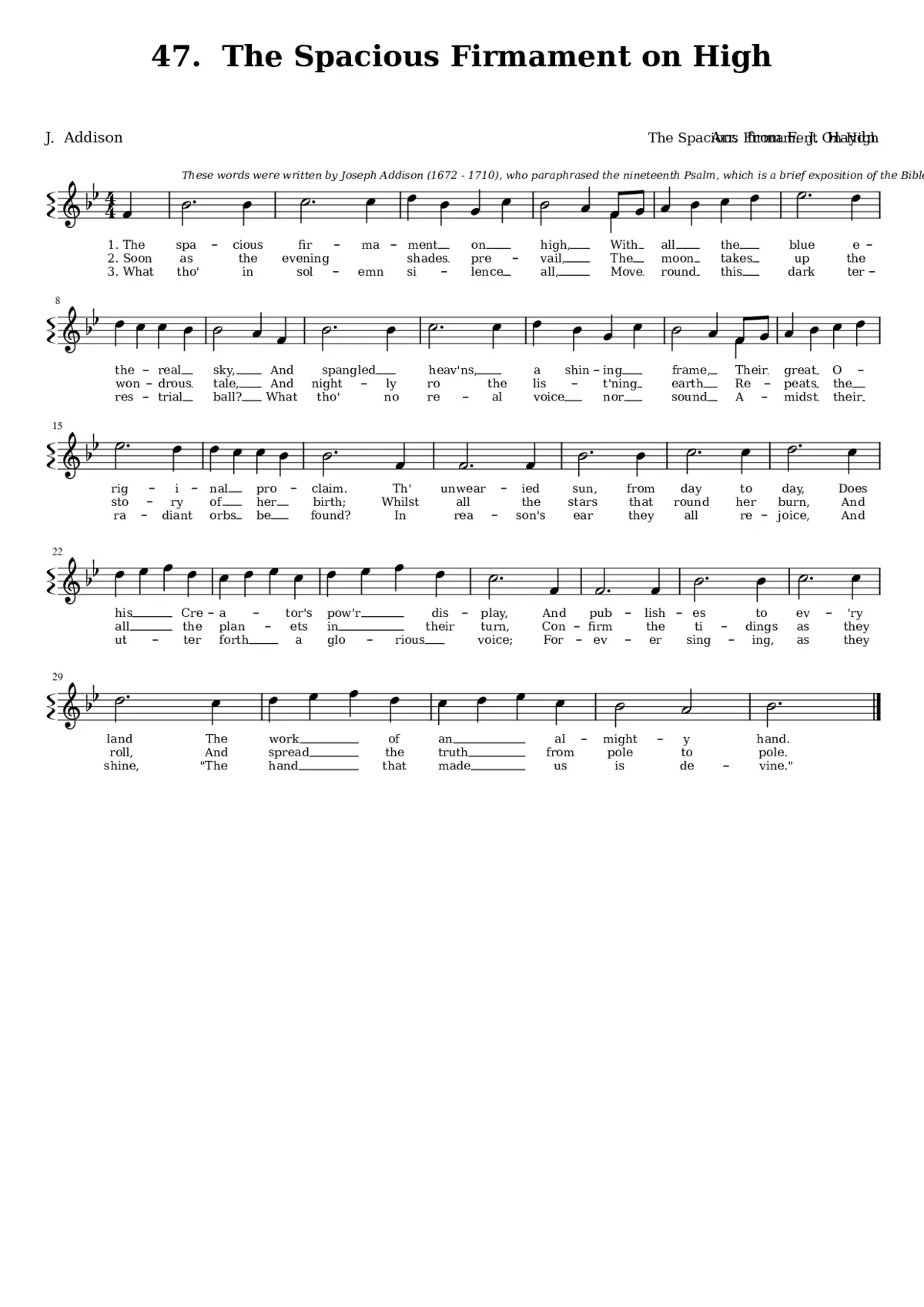 The spacious firmament on high (tune name CREATION) - Page 1