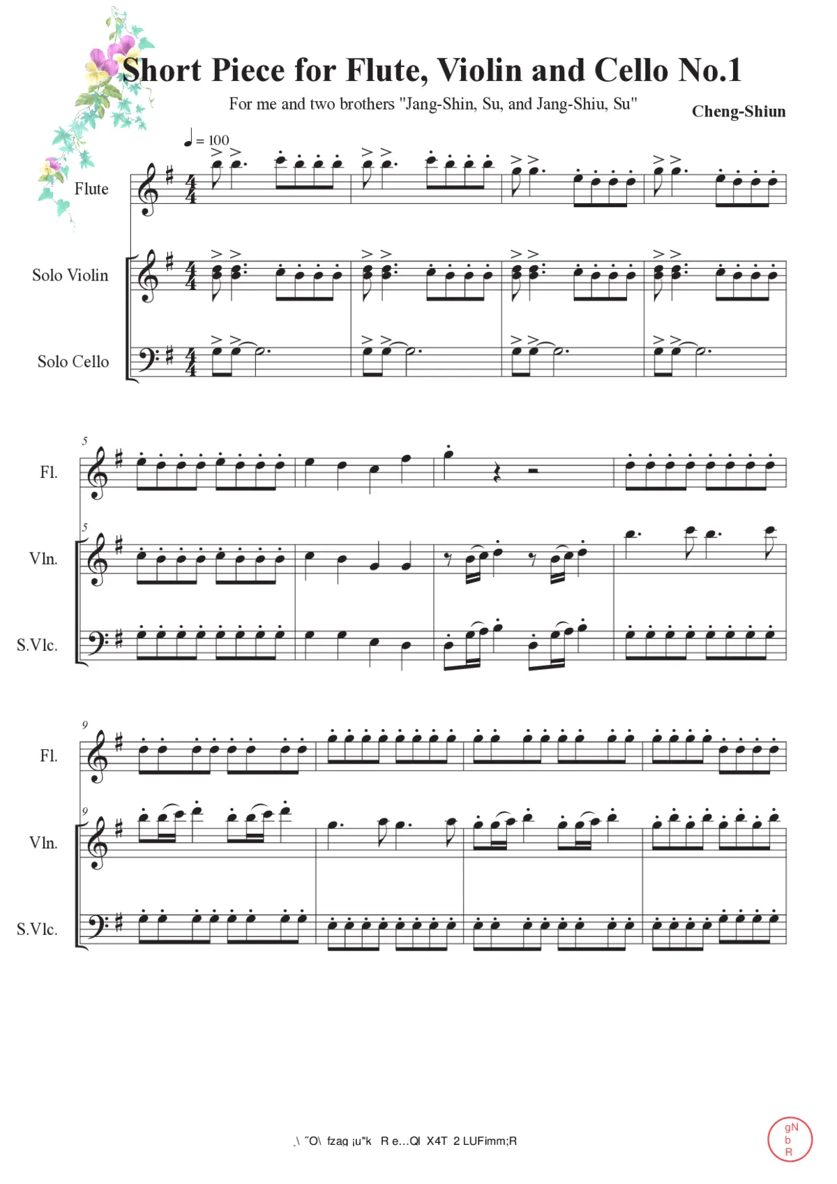 Three Short Pieces for Flute, Violin and Cello - Page 1