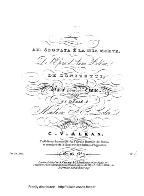 Variations pour le piano sur Ah ! segnata é la mia morte de l'Opéra Anna Bolena de Donizetti